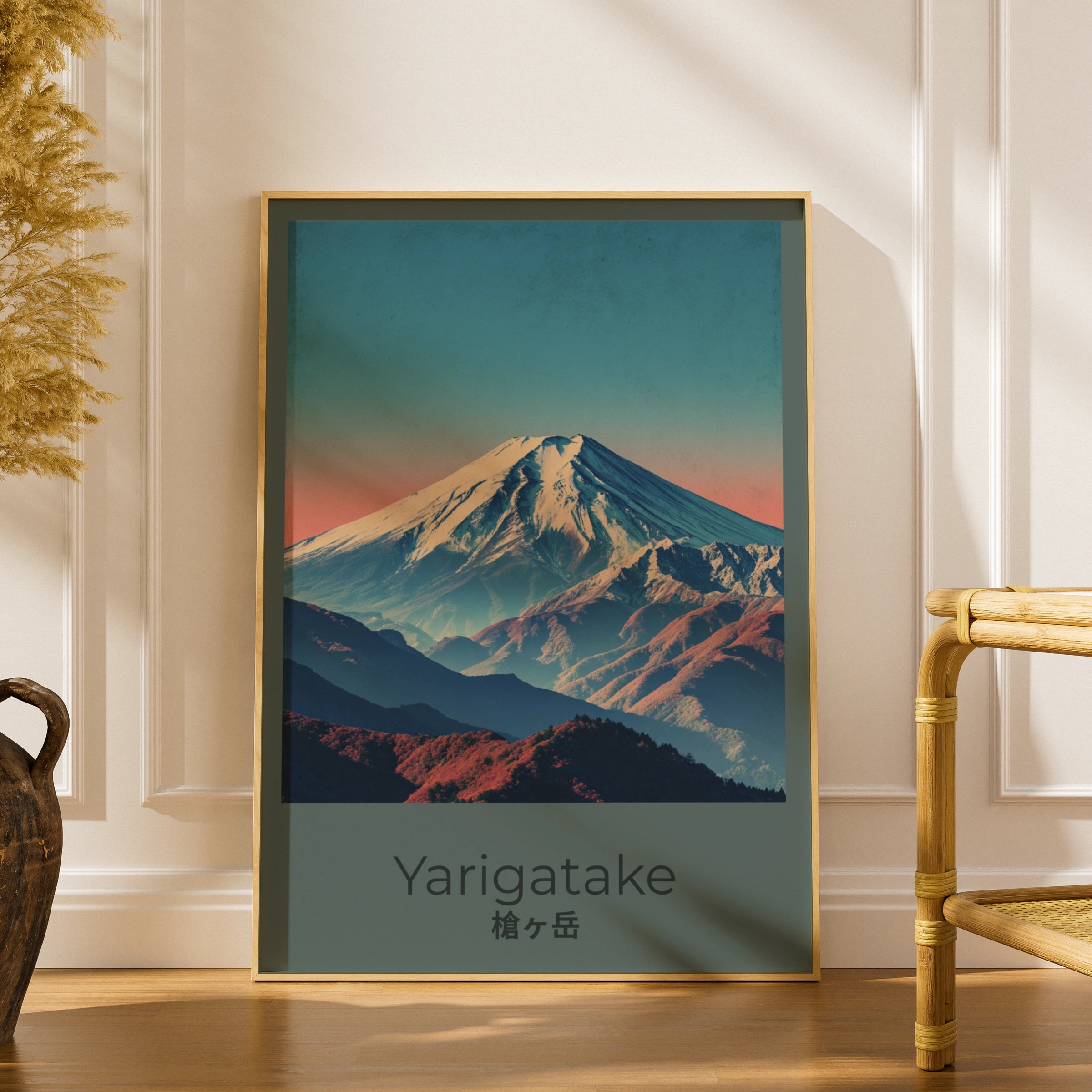 Yarigatake Japan Mountain Poster, Japanese Alps Sunrise Wall Art Print