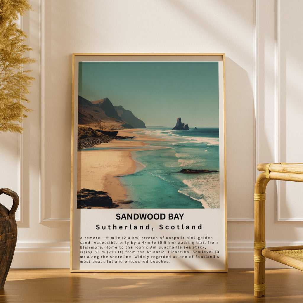 Sandwood Bay Poster, Sutherland Scotland Wall Art, NC500 Coast Print, Scottish Beach