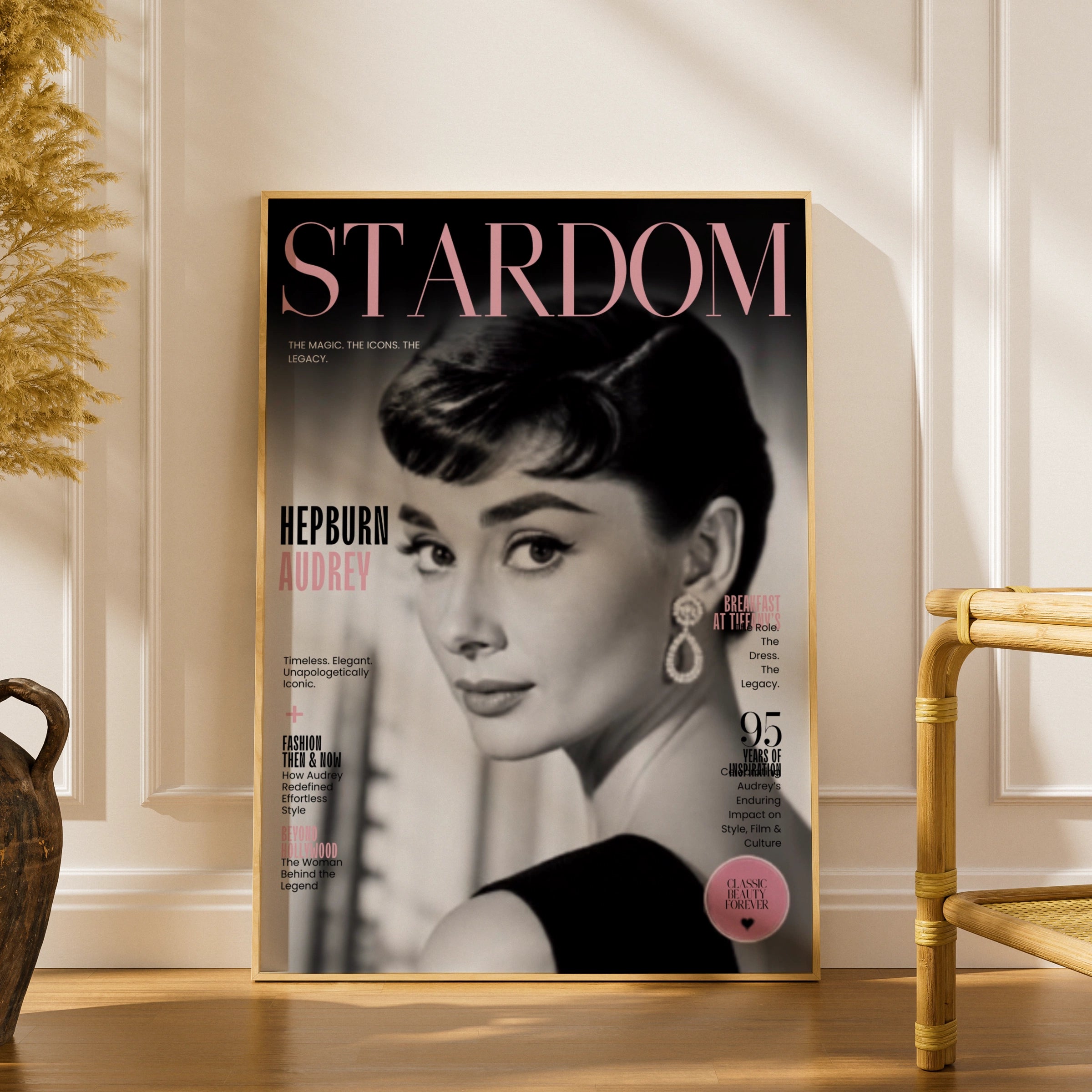 Audrey Hepburn Magazine Cover Poster, Vintage Hollywood Icon Wall Art Print