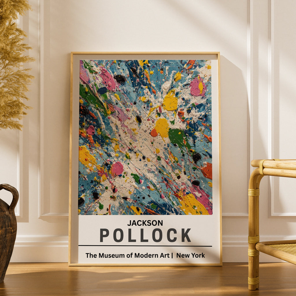 Jackson Pollock Abstract Expressionist Art Print, Colourful Drip Painting Museum Poster