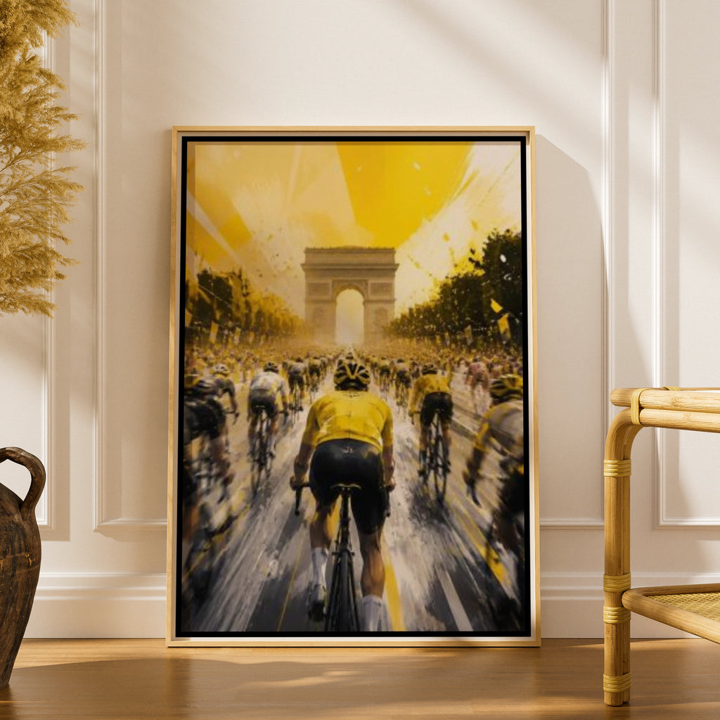 Cycling Poster, France Yellow Jersey Arc de Triomphe Wall Art Print