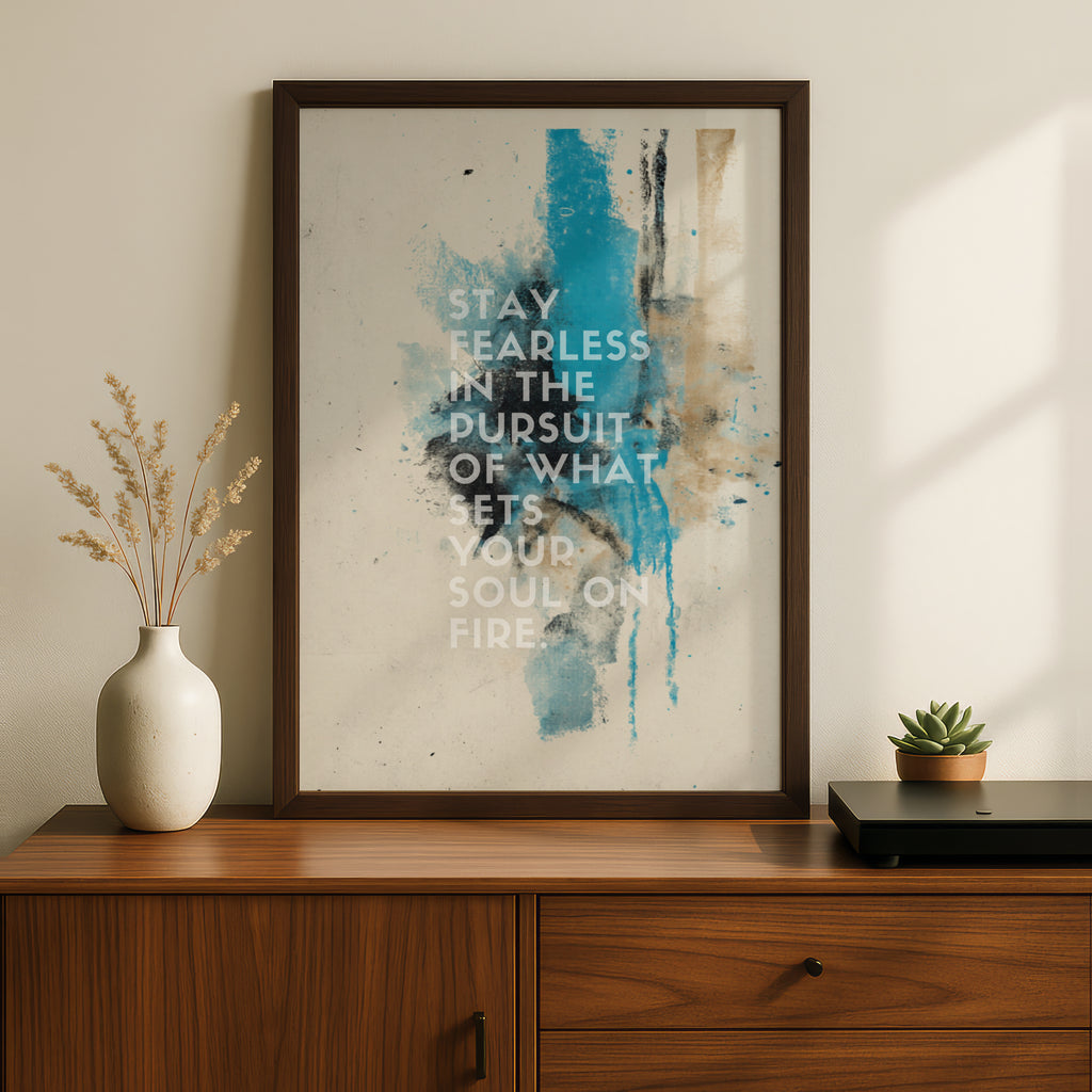 Stay Fearless Motivational Quote Poster, Abstract Watercolour Wall Art Print, Inspirational