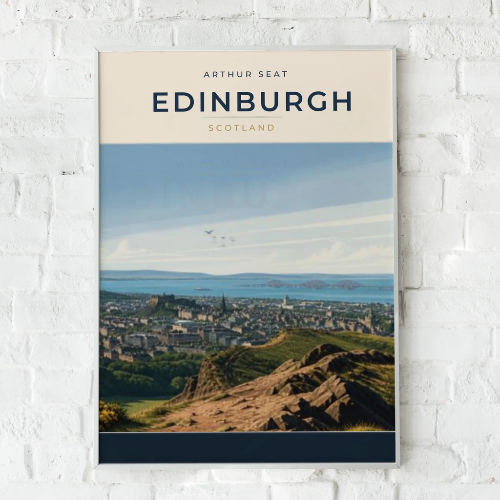 Travel Print | Edinburgh Print, Arthur Seat Scotland Poster, City Skyline Wall Art