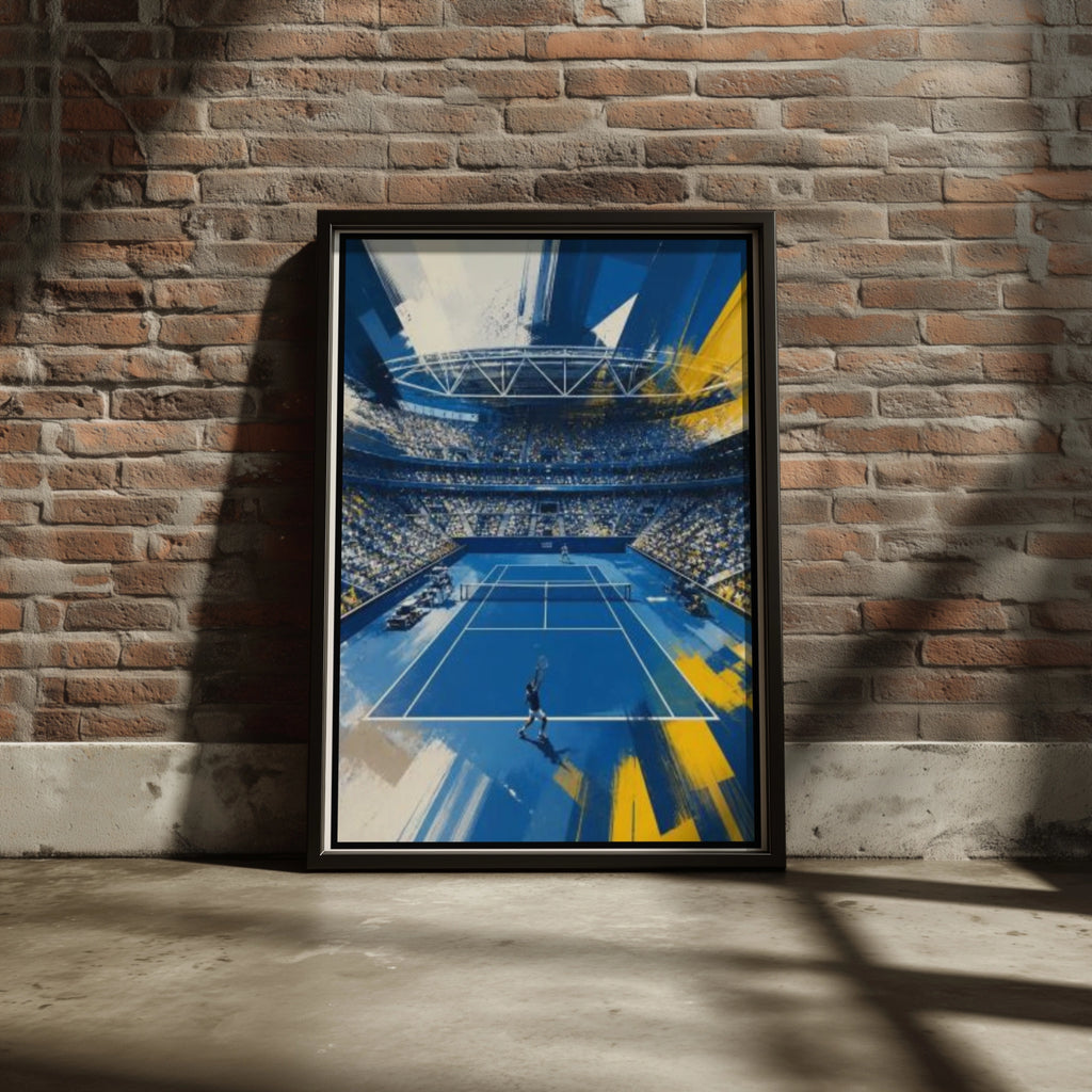 Tennis Poster, New York Poster, Blue Hard Court Stadium Wall Art, Sports Print