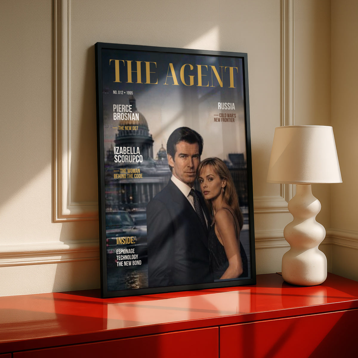 Spy Agent Magazine Cover (012) Art Print, 007 Style Espionage Poster, Cold War Wall Art, 1990s