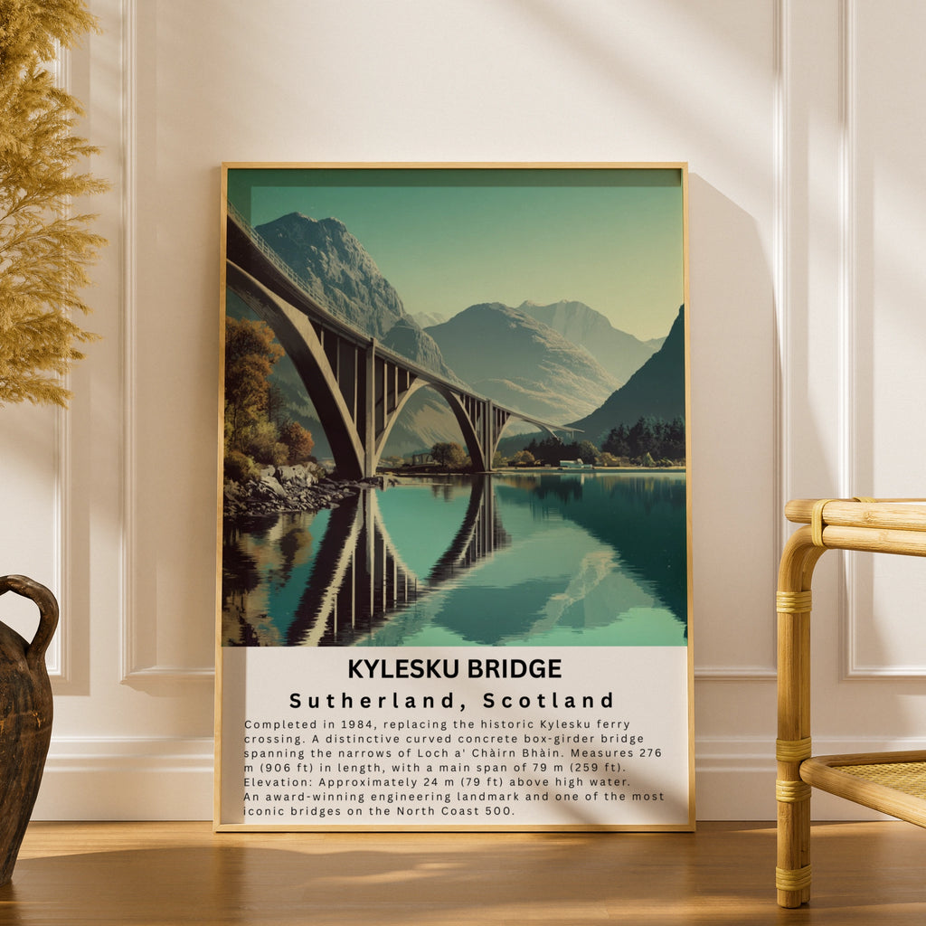 Kylesku Bridge Poster, NC500 Scotland Wall Art, Sutherland Highland Print