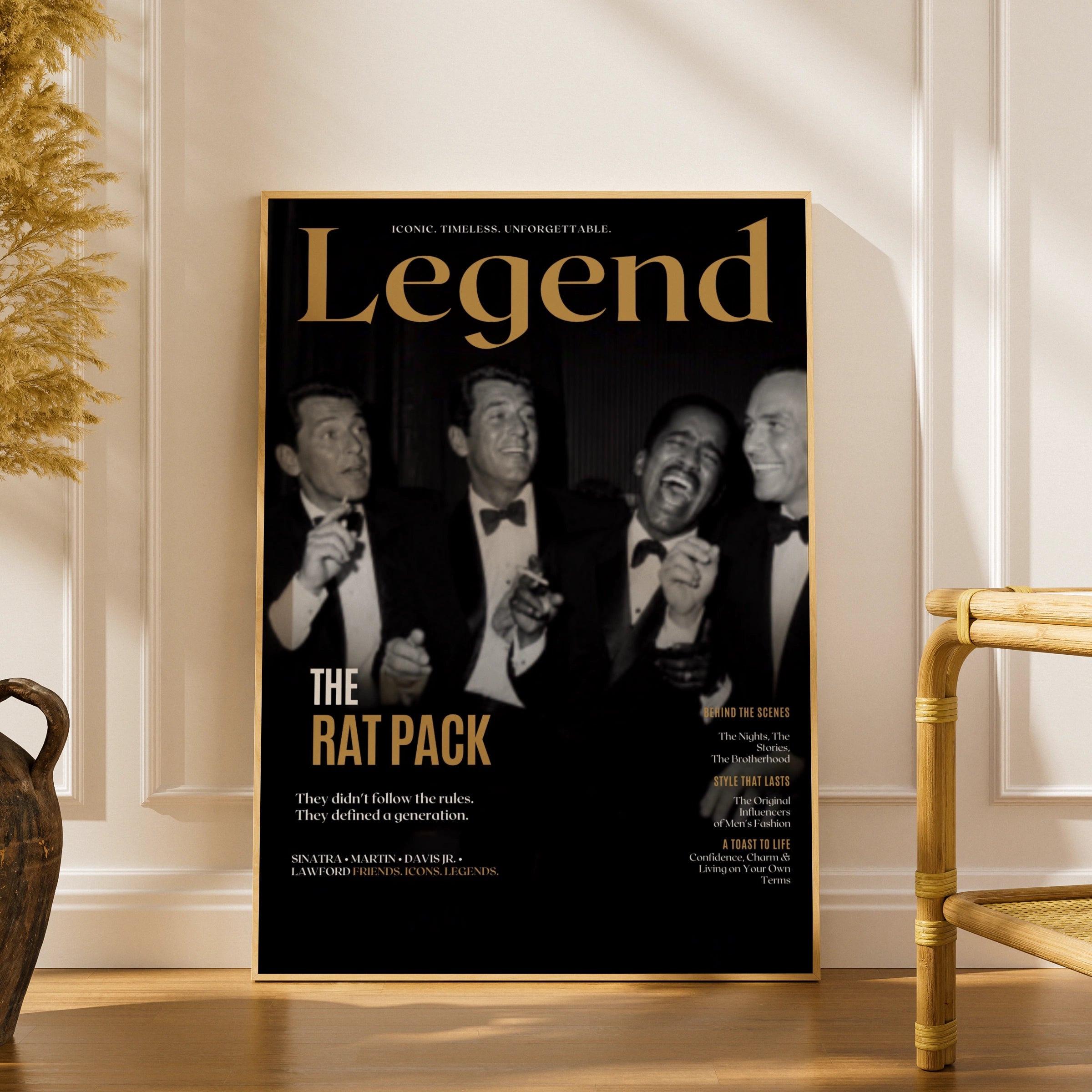 Rat Pack Legend Poster, Sinatra Martin Davis Jr Lawford, Retro Music Wall Art