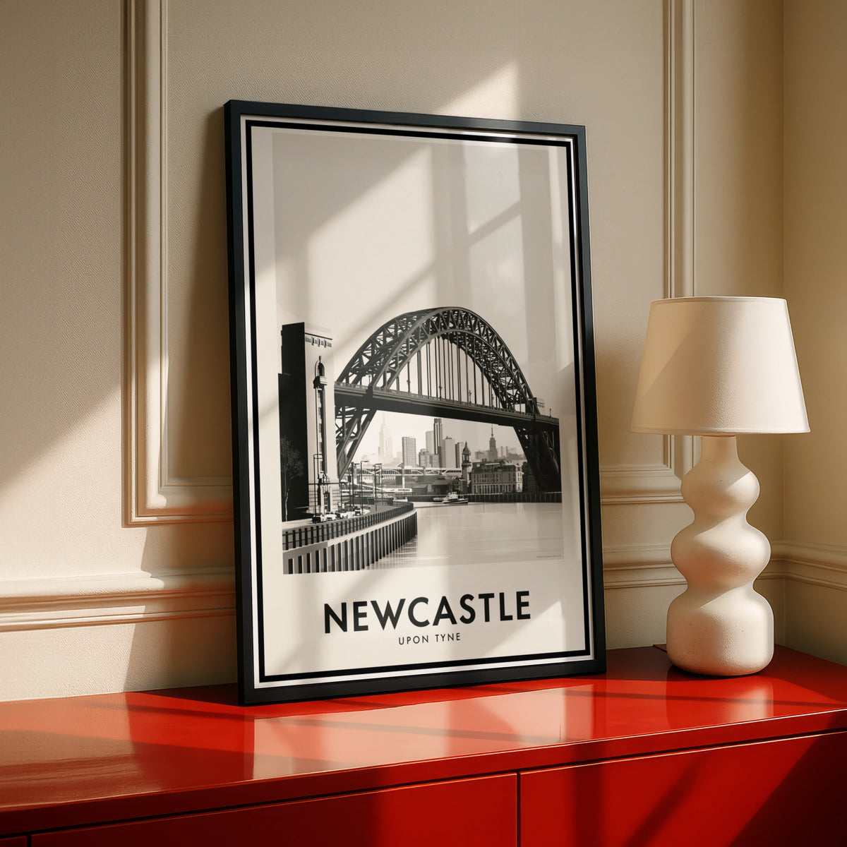 Newcastle Upon Tyne Poster, Tyne Bridge Travel Print, Minimalist City Wall Art