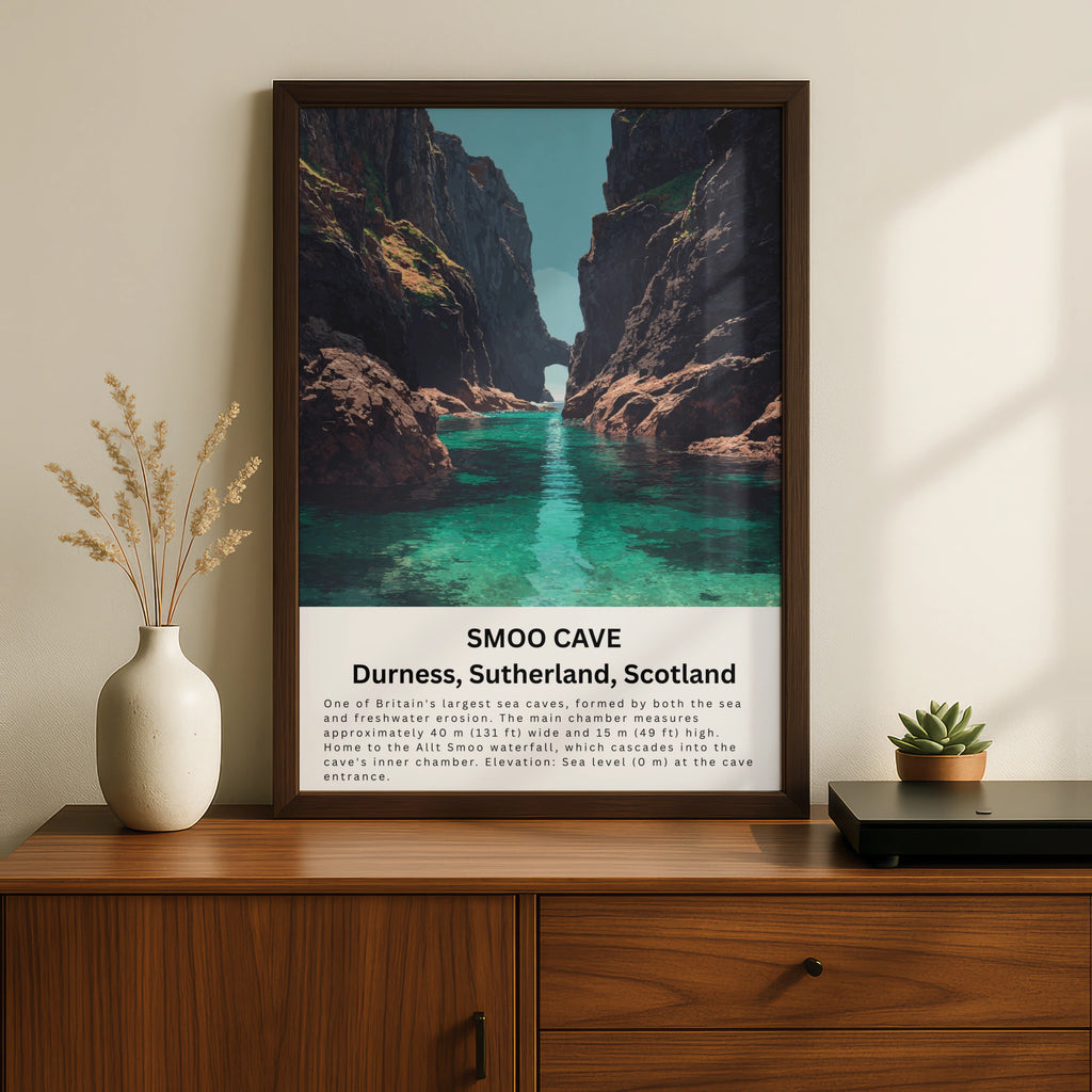 Smoo Cave Poster, Durness Scotland Wall Art, NC500 Scottish Highlands Print