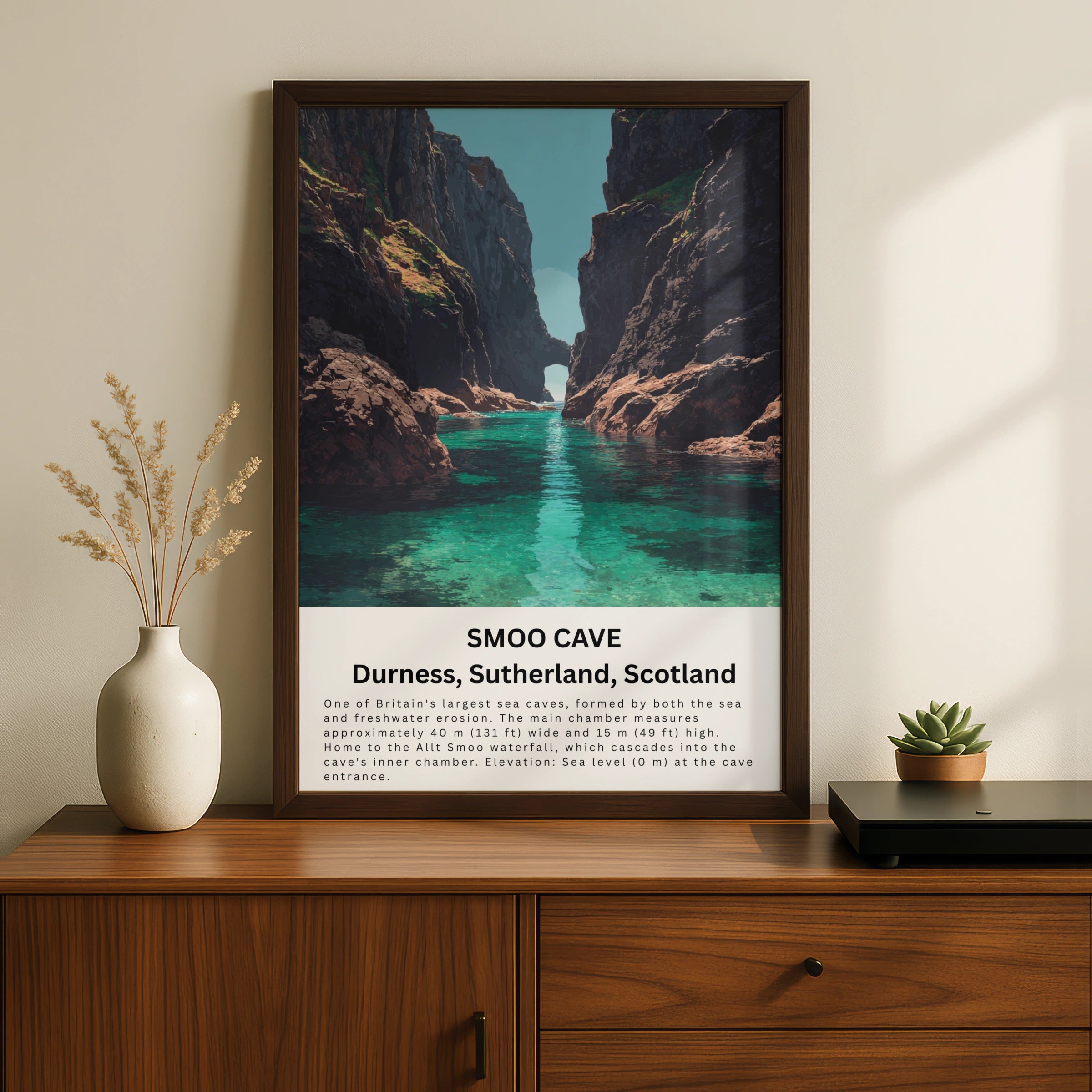 Smoo Cave Poster, Durness Scotland Wall Art, NC500 Scottish Highlands Print