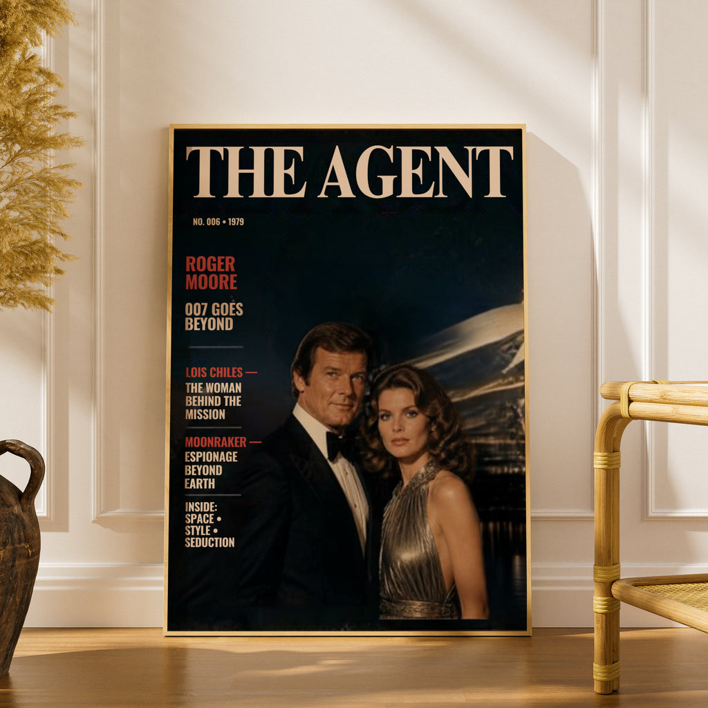 Spy Agent 006 Retro Magazine Cover Poster, 1970s Espionage Wall Art, James Bond Style Print
