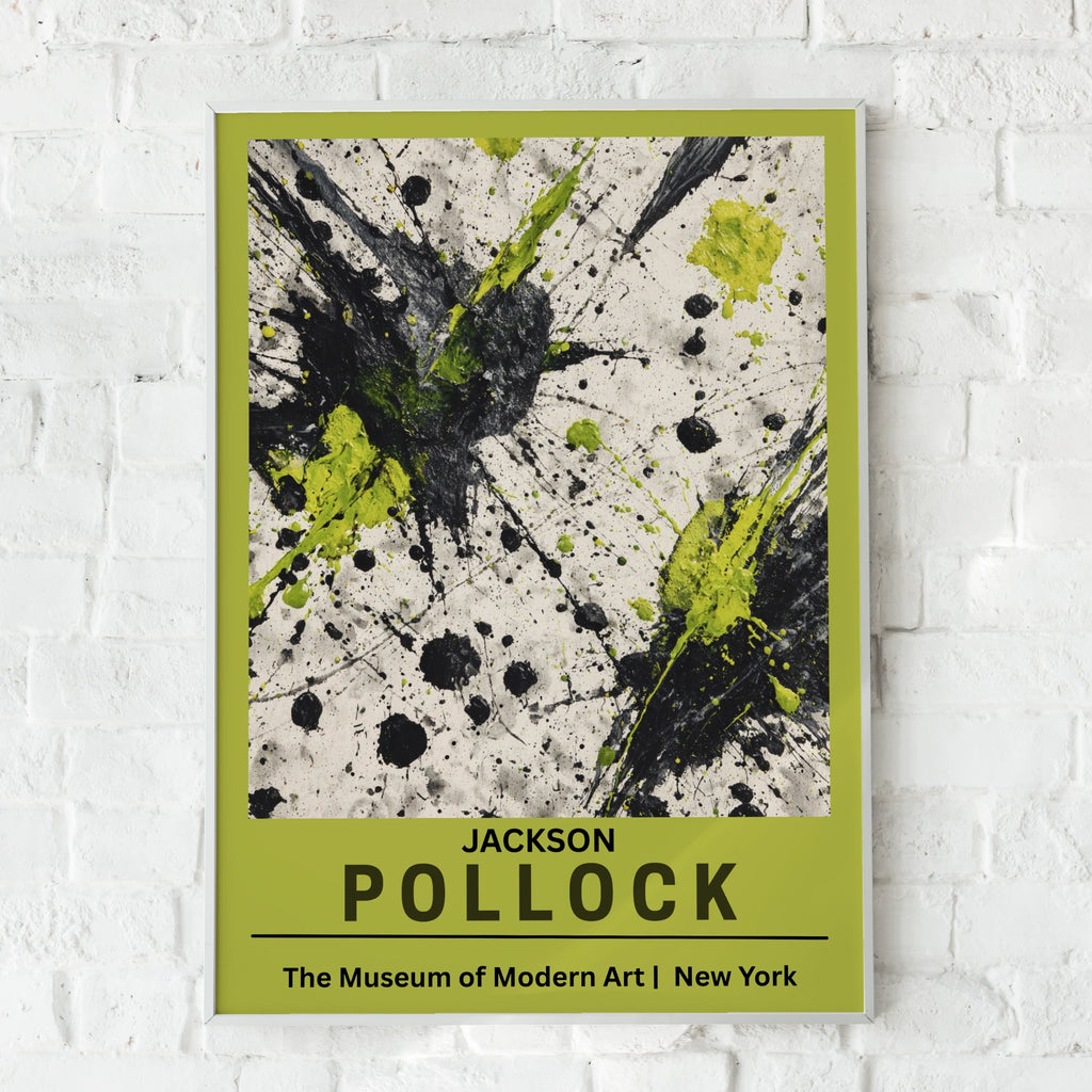 Jackson Pollock Abstract Expressionist Wall Art Poster, Black Green Drip Print