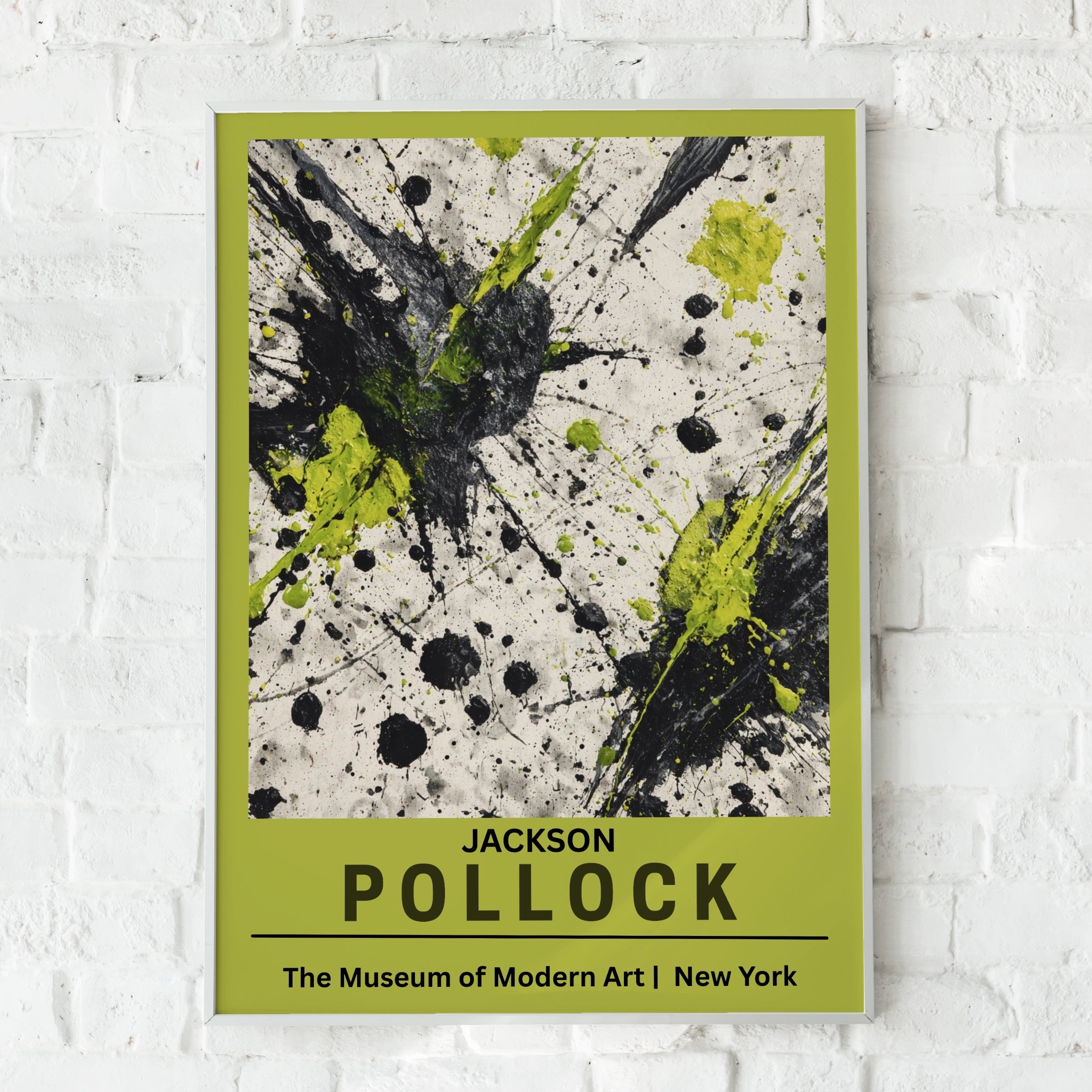Jackson Pollock Abstract Expressionist Wall Art Poster, Black Green Drip Print