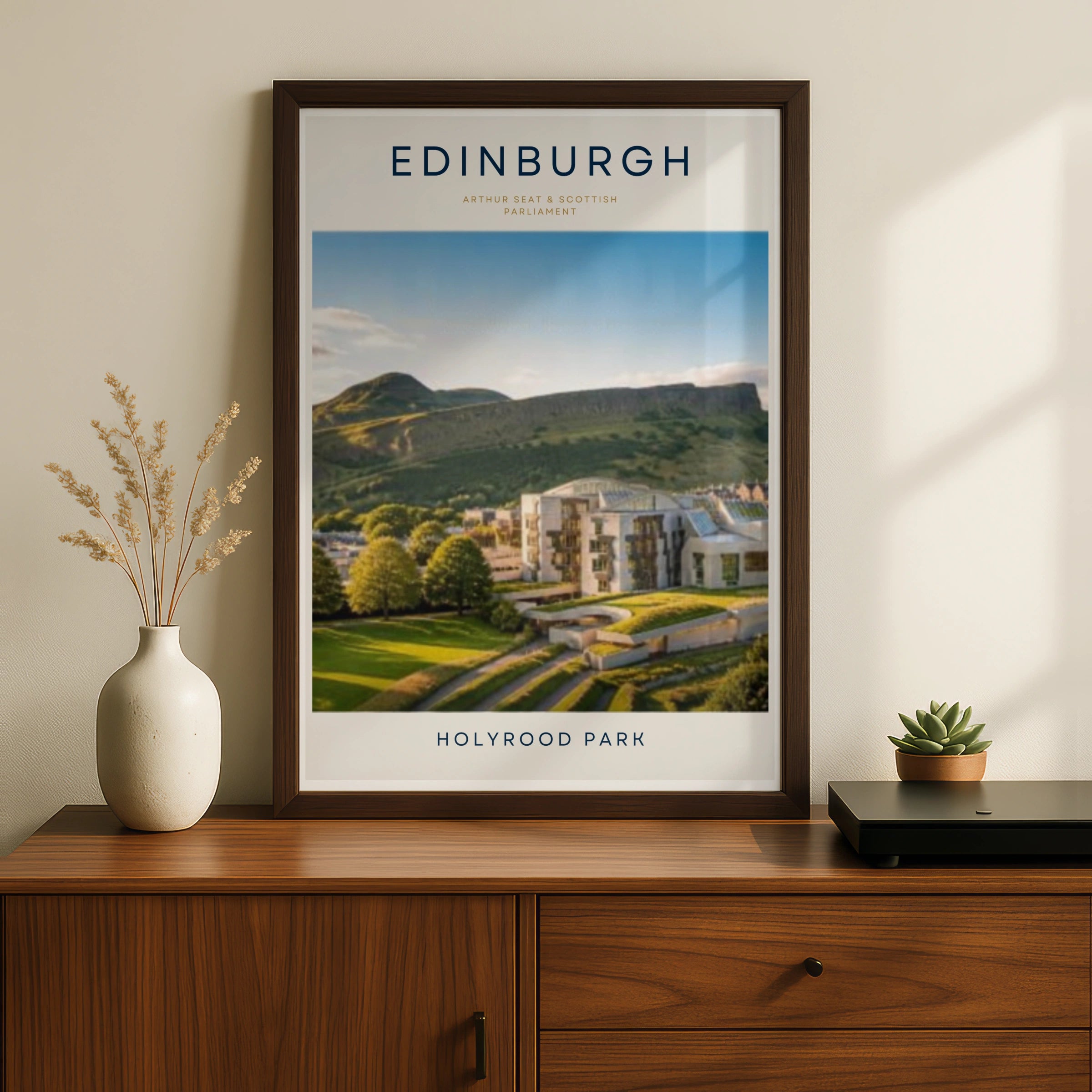 Travel Print | Edinburgh Poster, Holyrood Park Print, Scottish Parliament Arthur Seat Wall Art