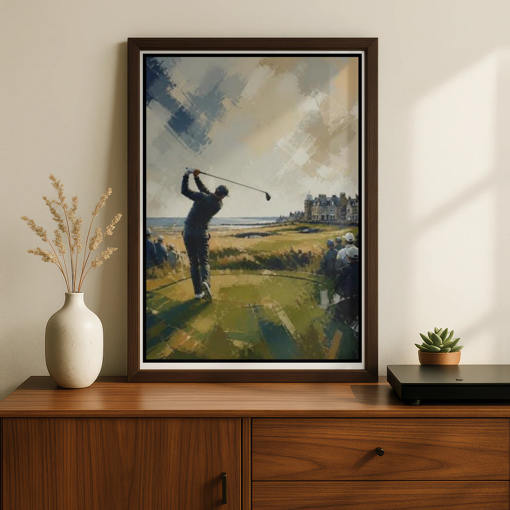 St Andrews Golf Poster, Scotland Links Course Wall Art, Golfer Print, Sports Decor
