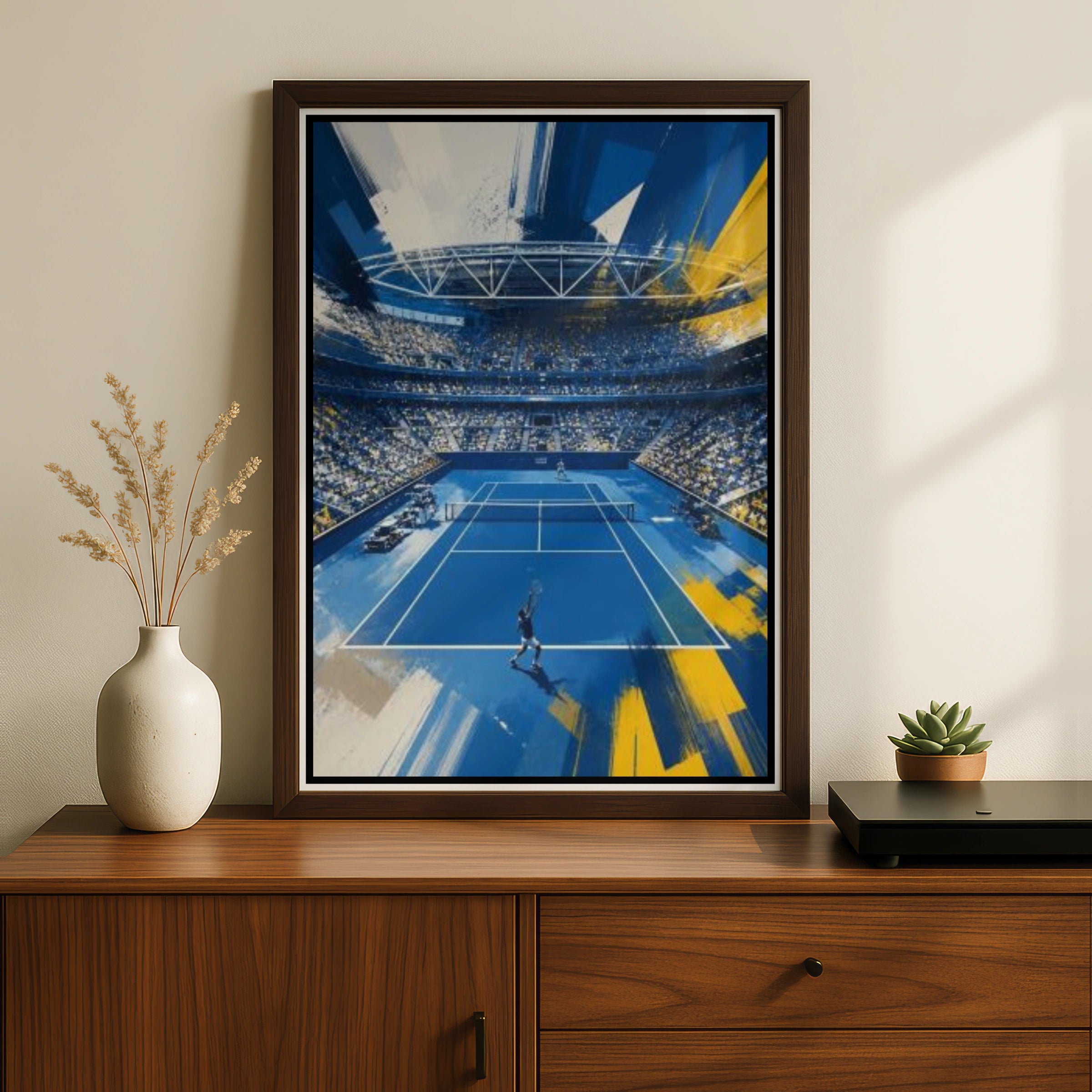 Tennis Poster, New York Poster, Blue Hard Court Stadium Wall Art, Sports Print