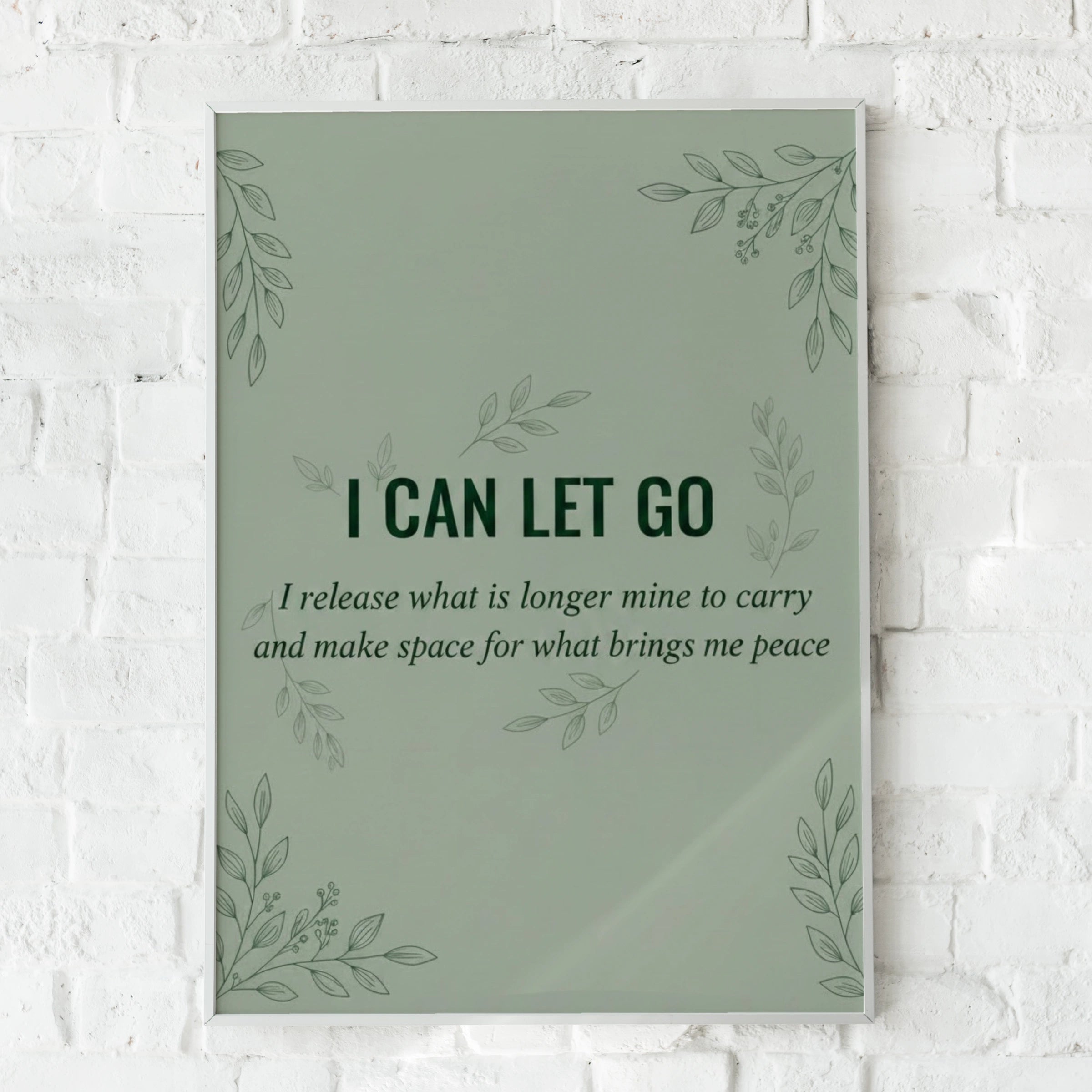 I Can Let Go Affirmation Poster, Sage Green Mental Health Wall Art, Mindfulness Print