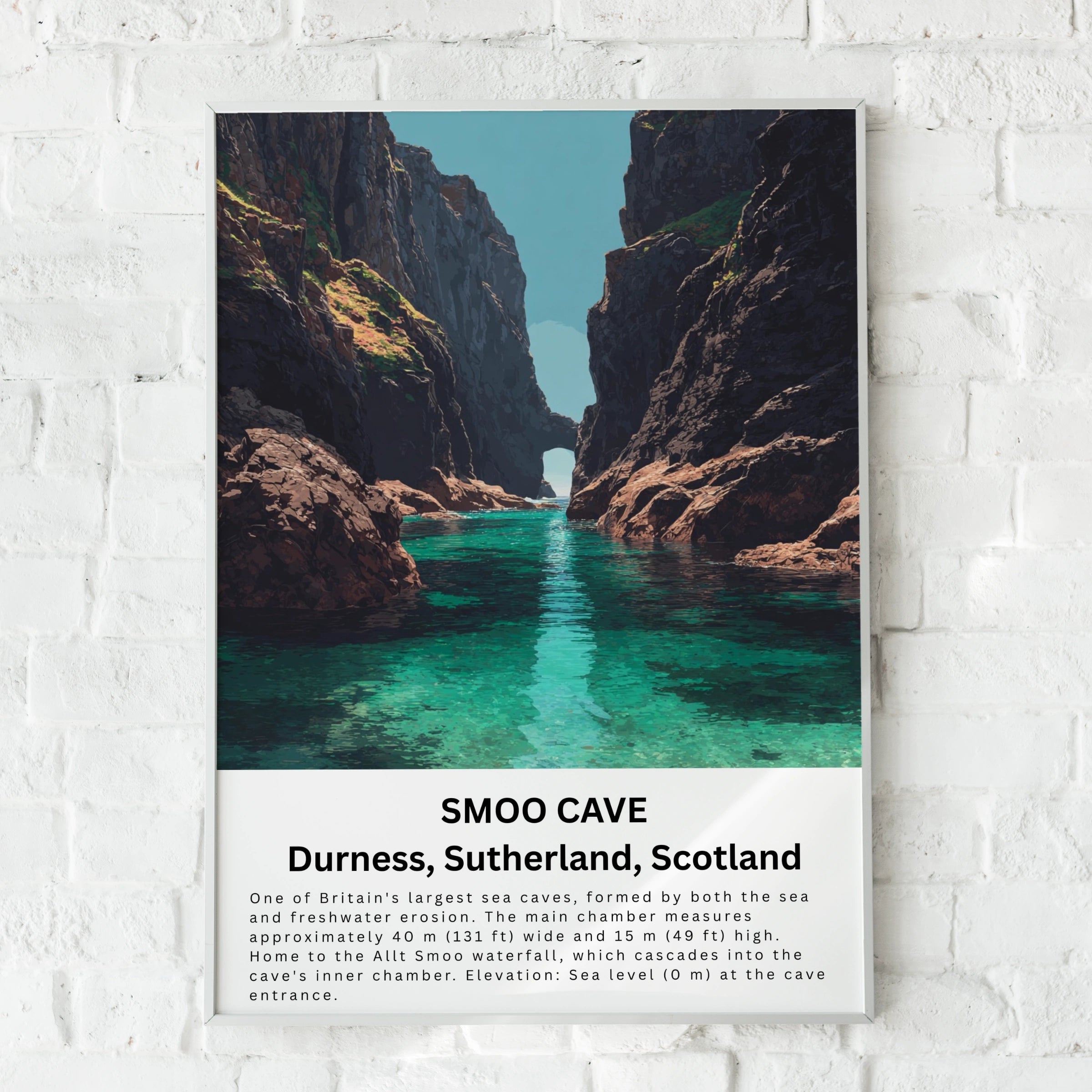 Smoo Cave Poster, Durness Scotland Wall Art, NC500 Scottish Highlands Print
