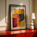 Bauhaus 1921 Geometric Poster, Olive Mid Century Wall Art, Orange Red Abstract Print