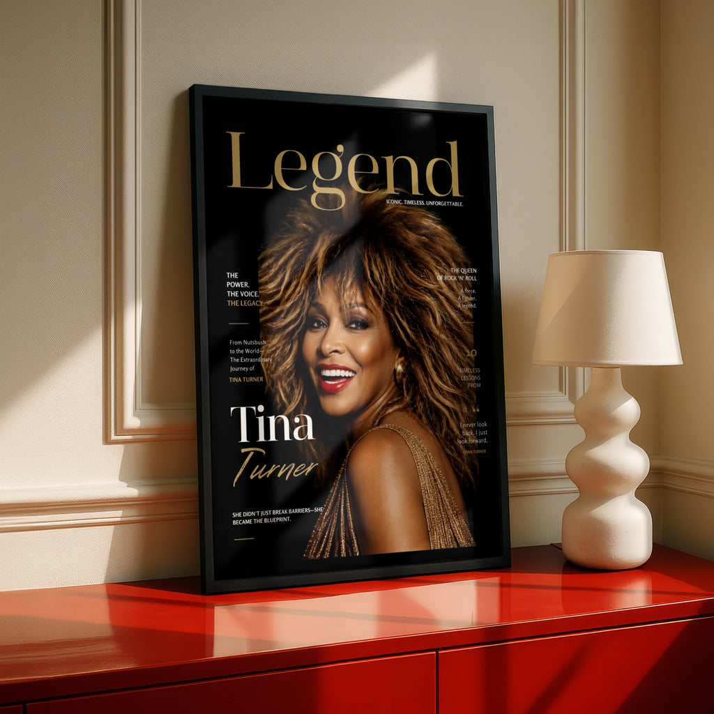 Tina Turner Legend Magazine Cover Poster, Queen of Rock Wall Art Print