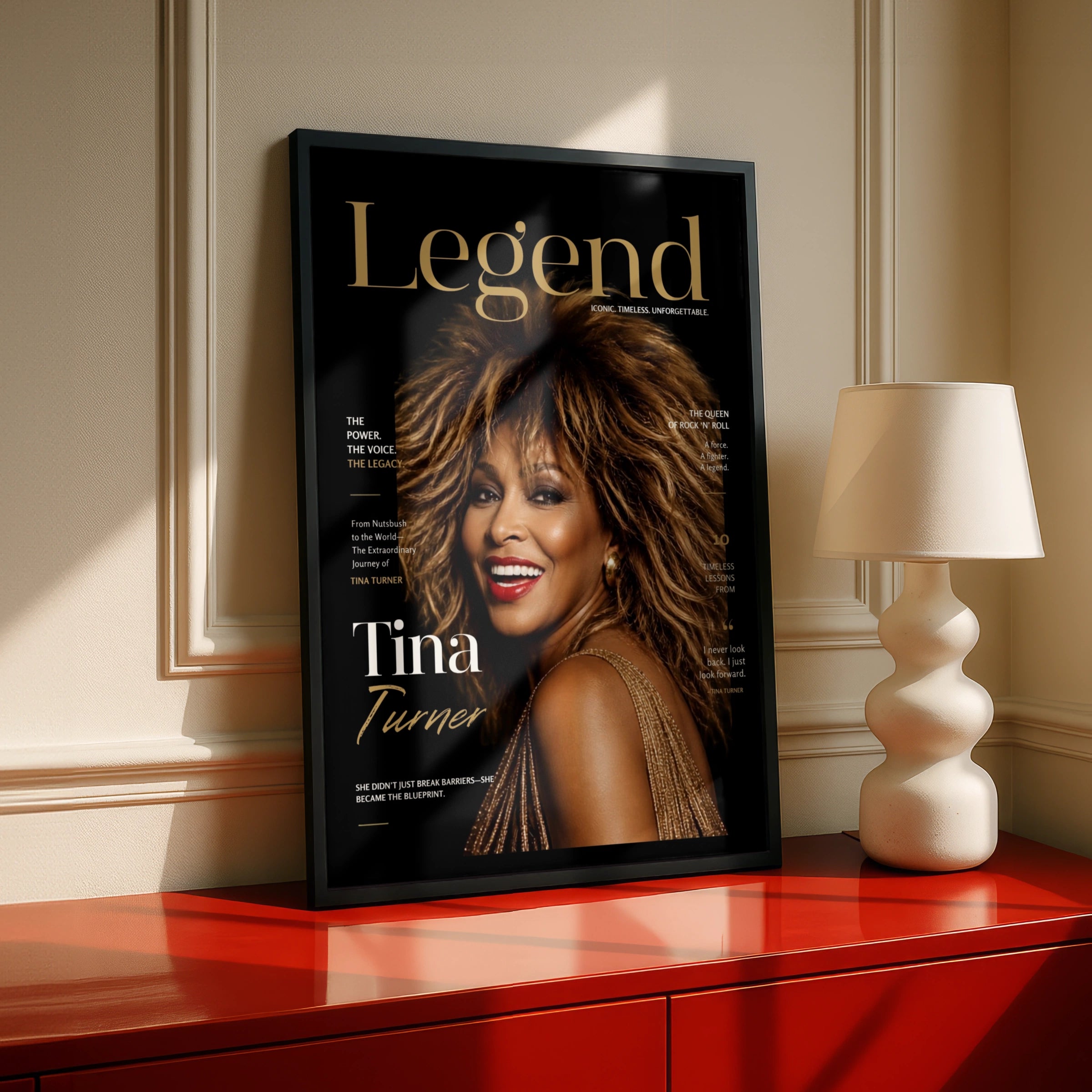 Tina Turner Legend Magazine Cover Poster, Queen of Rock Wall Art Print