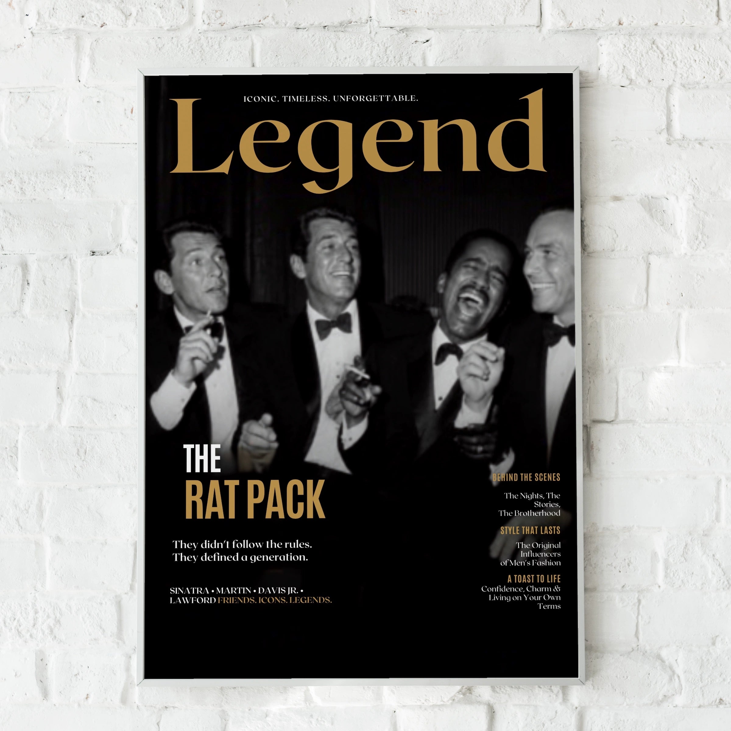 Rat Pack Legend Poster, Sinatra Martin Davis Jr Lawford, Retro Music Wall Art