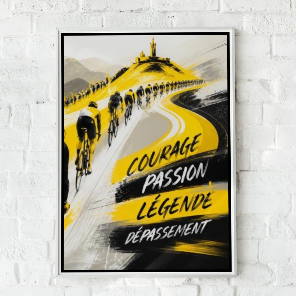 Cycling Poster, France Yellow Hills Race Art Print, Road Bike Wall Art Gift