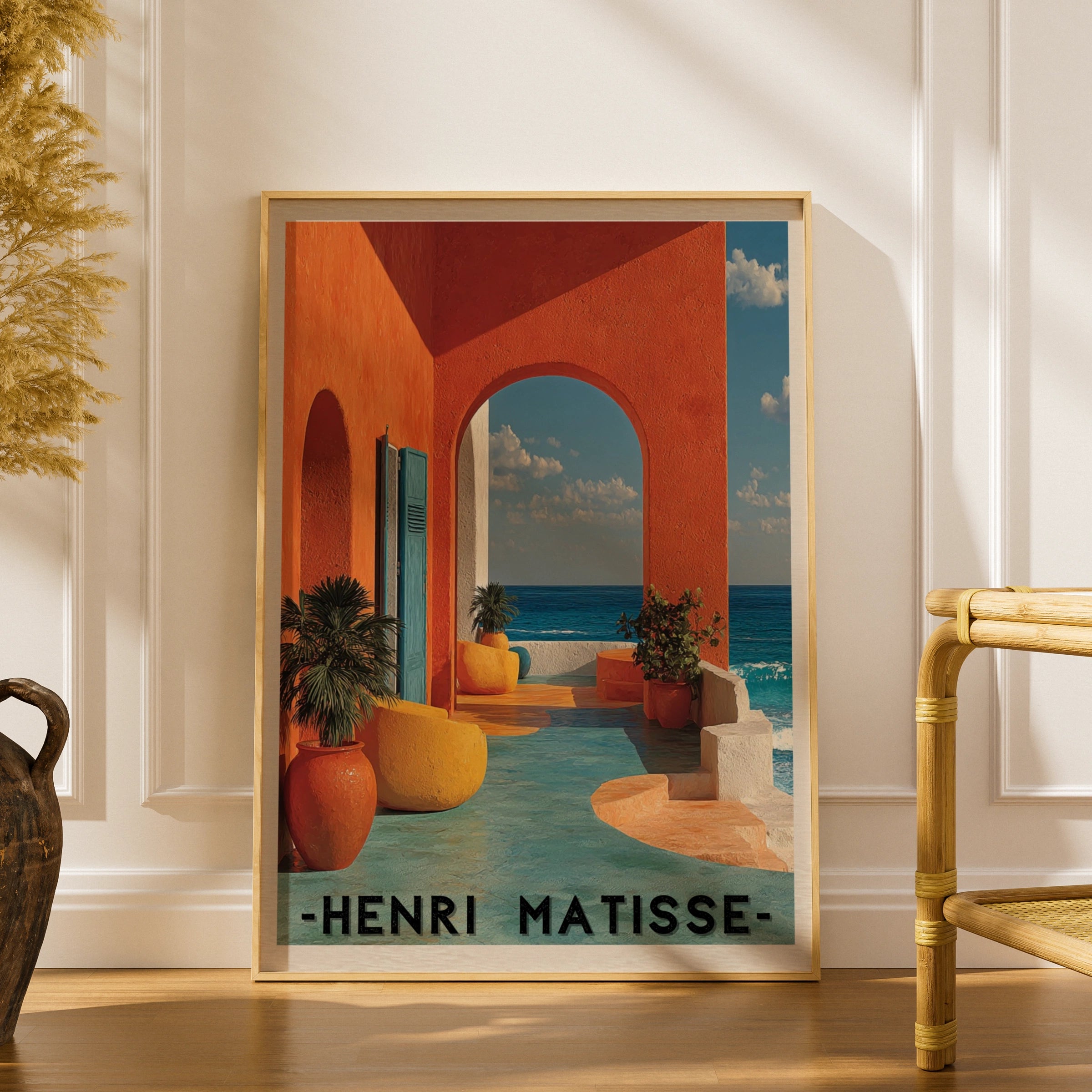 Matisse Inspired Sea View Poster, Mediterranean Arch Wall Art, Colourful Ocean Print
