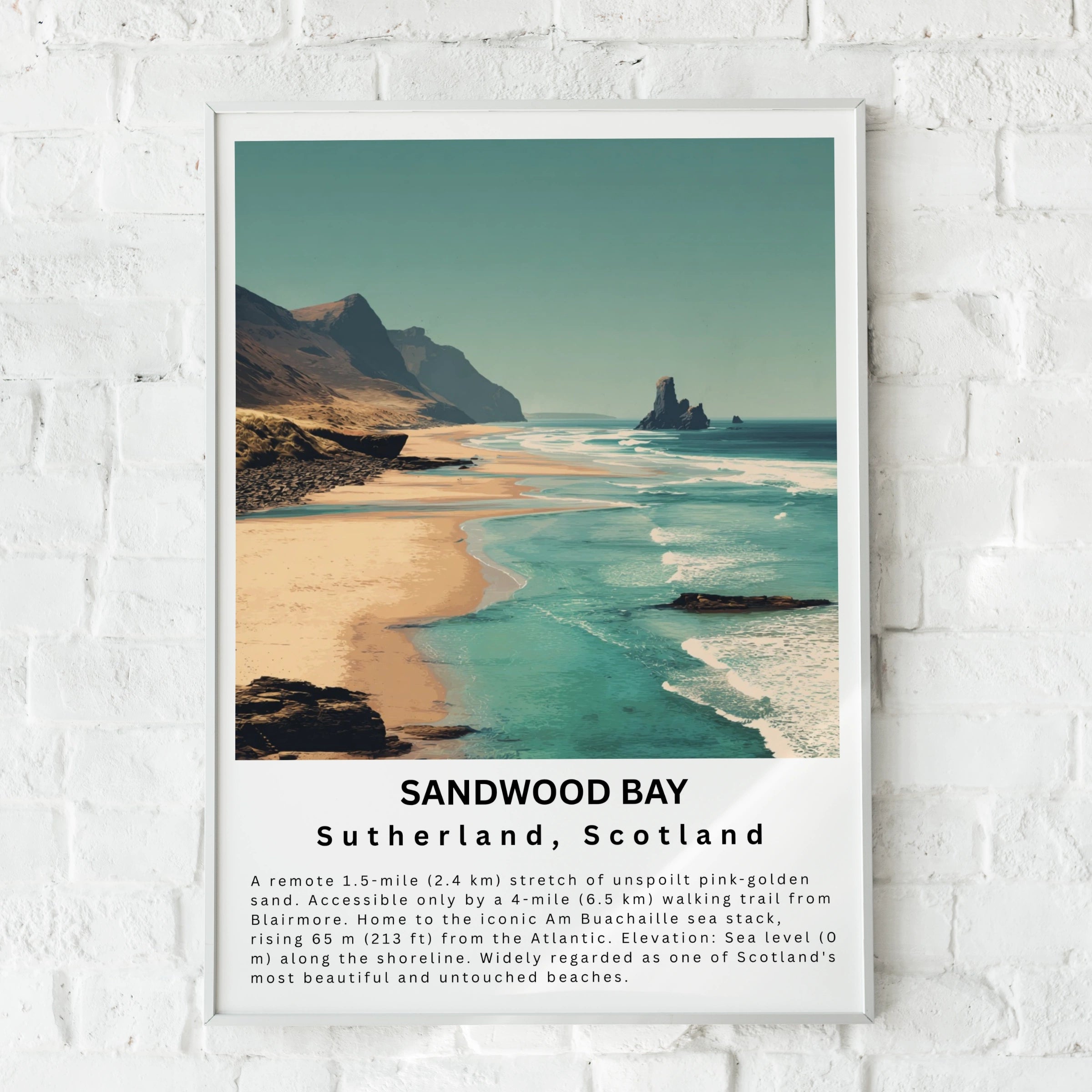 Sandwood Bay Poster, Sutherland Scotland Wall Art, NC500 Coast Print, Scottish Beach