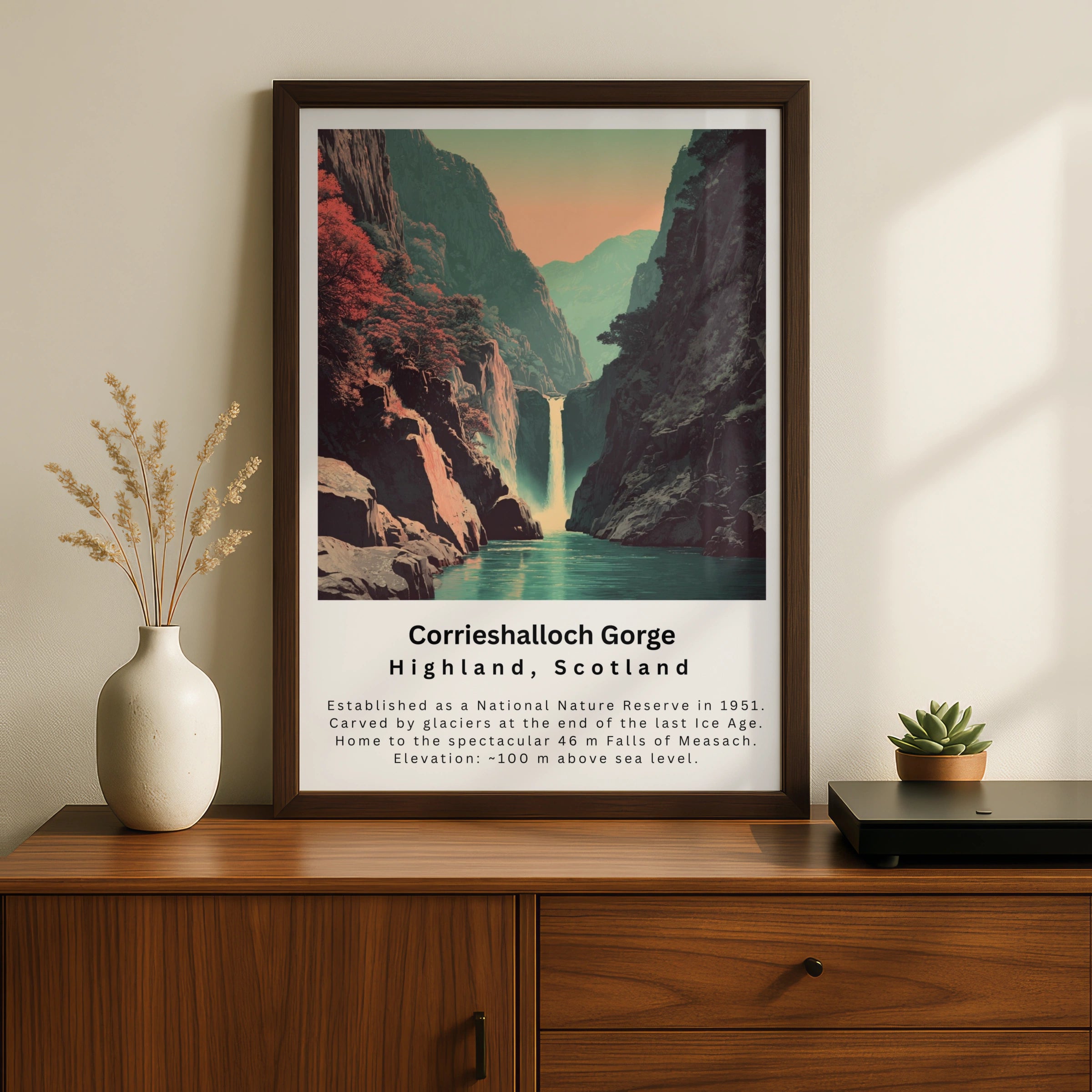 Corrieshalloch Gorge Scotland Poster, NC500 Wall Art, Highland Waterfall Print