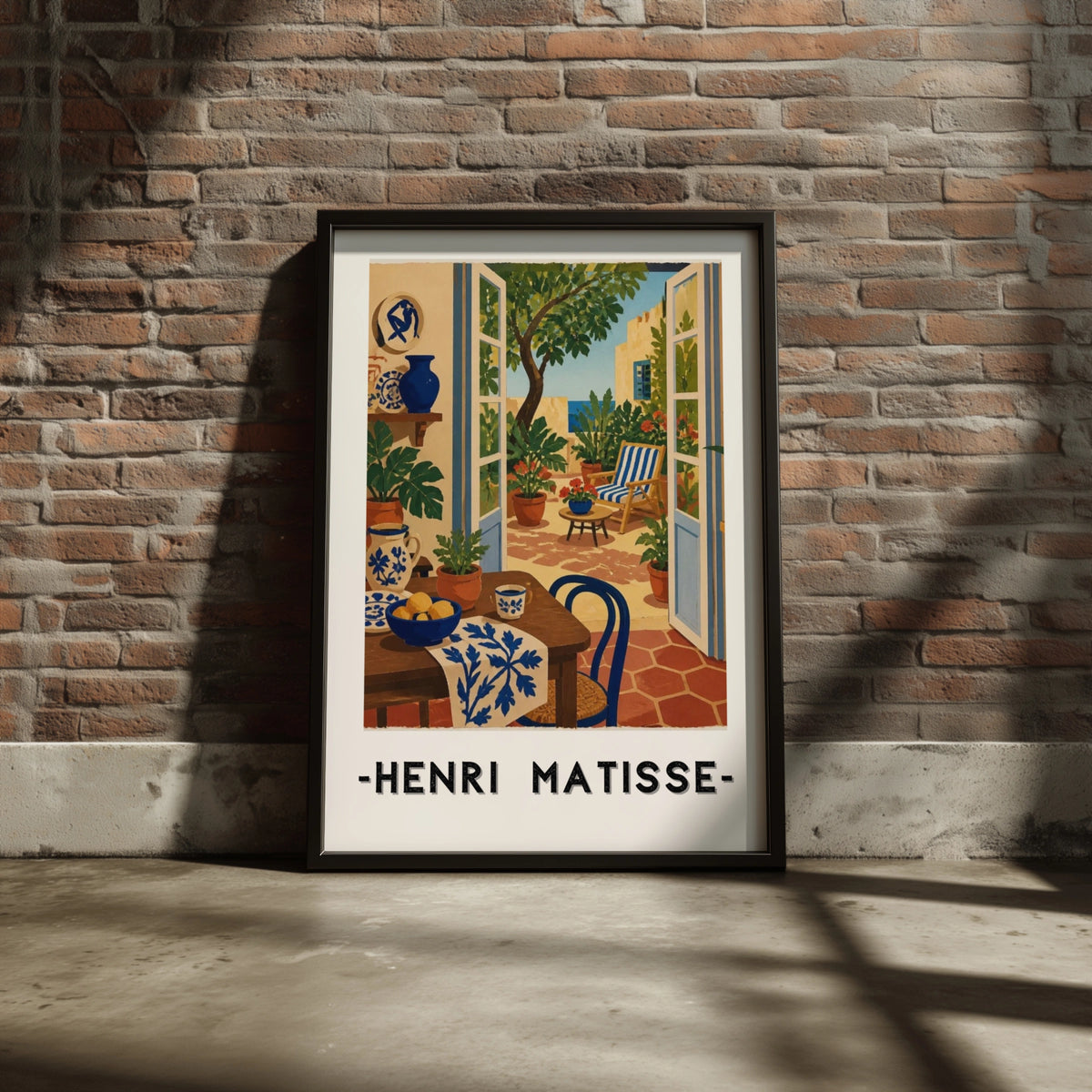 Matisse Patio Door Poster, Mediterranean Interior Wall Art, Blue Botanical Print