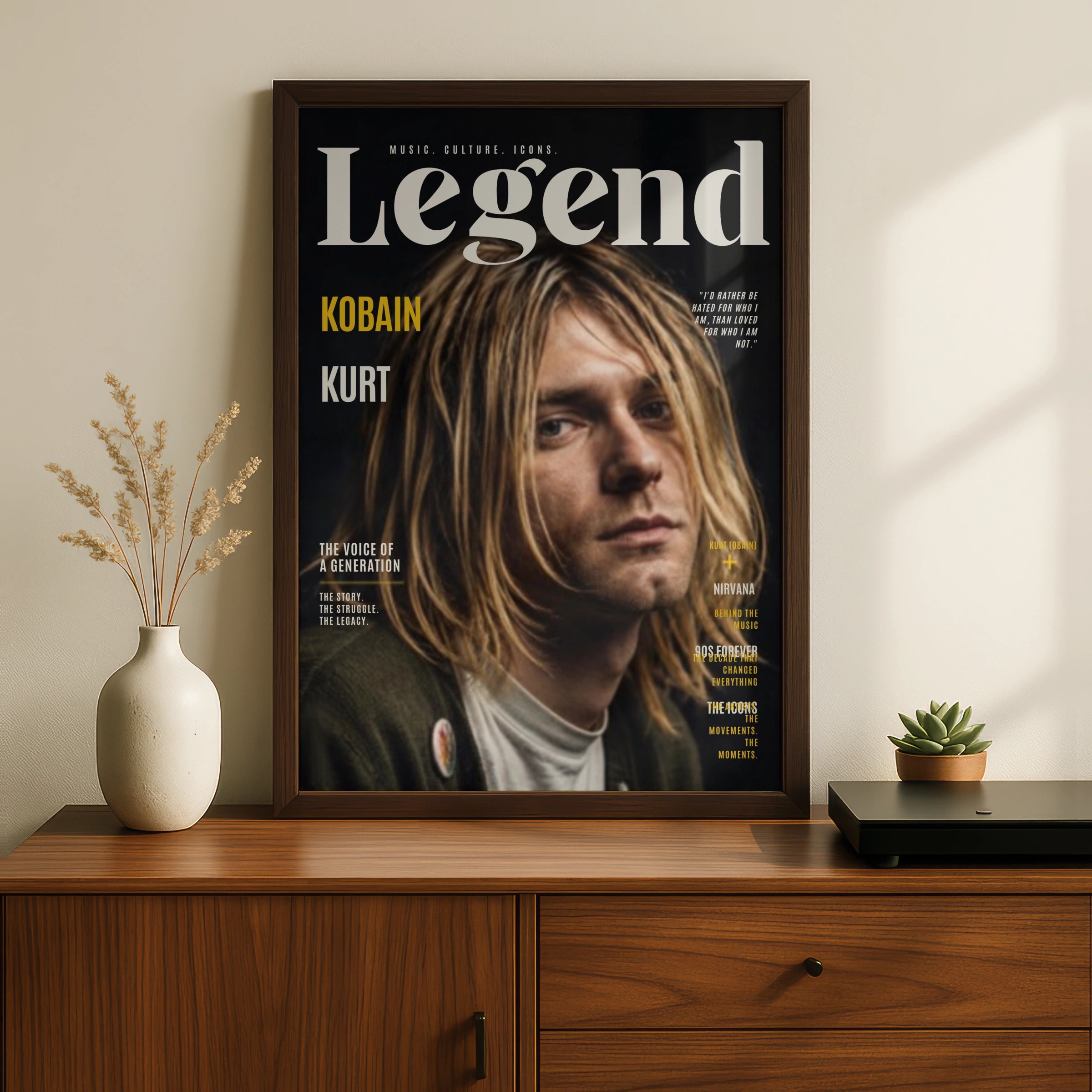 Kurt Cobain Legend Magazine Cover Poster, Nirvana Rock Music Wall Art Print