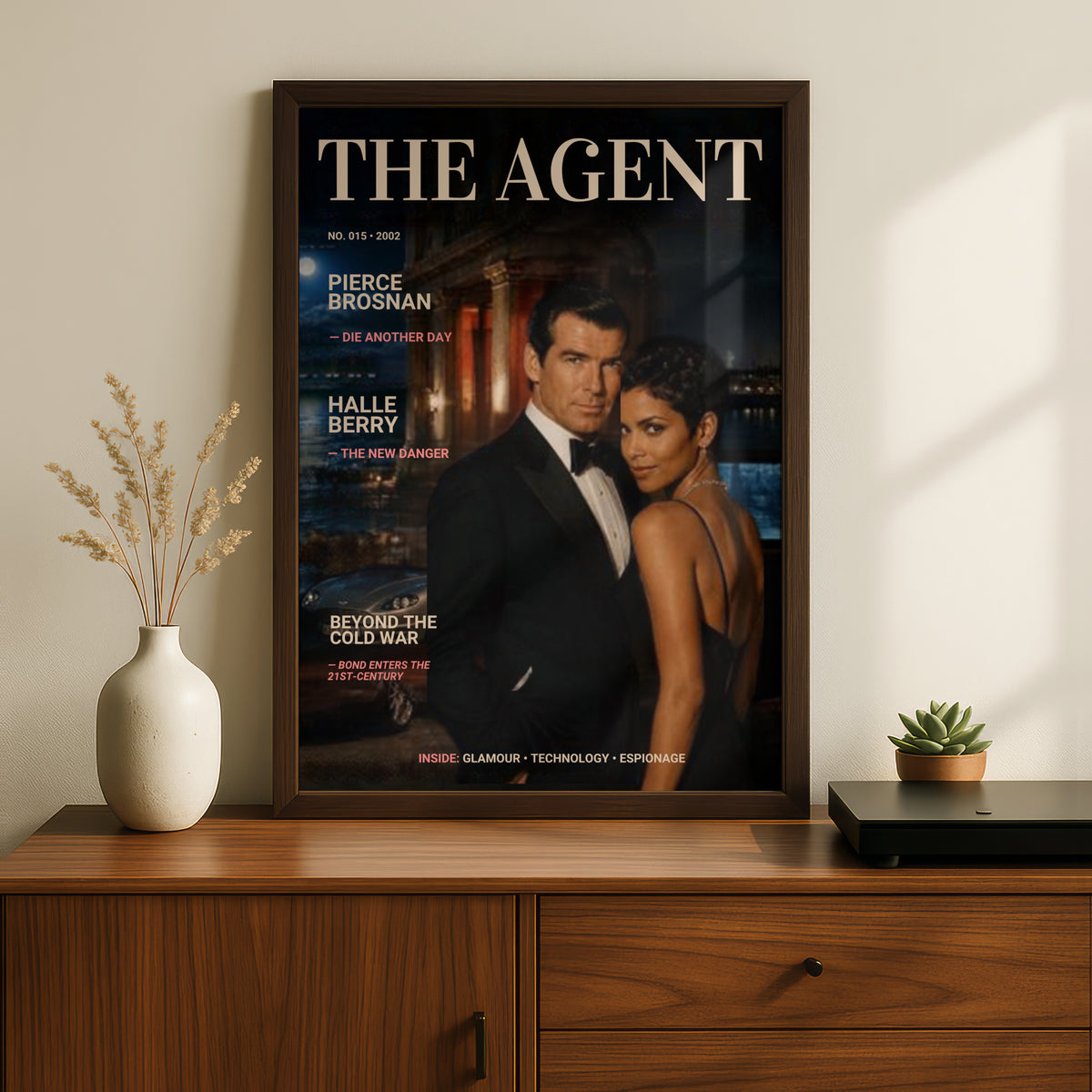Spy Agent Magazine Cover Poster, Secret Agent Art Print, Espionage Wall Art, Retro Film Print