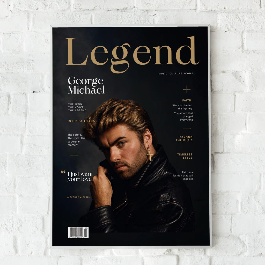 George Michael Legend Magazine Cover Poster, Music Icon Wall Art Print, Faith Era