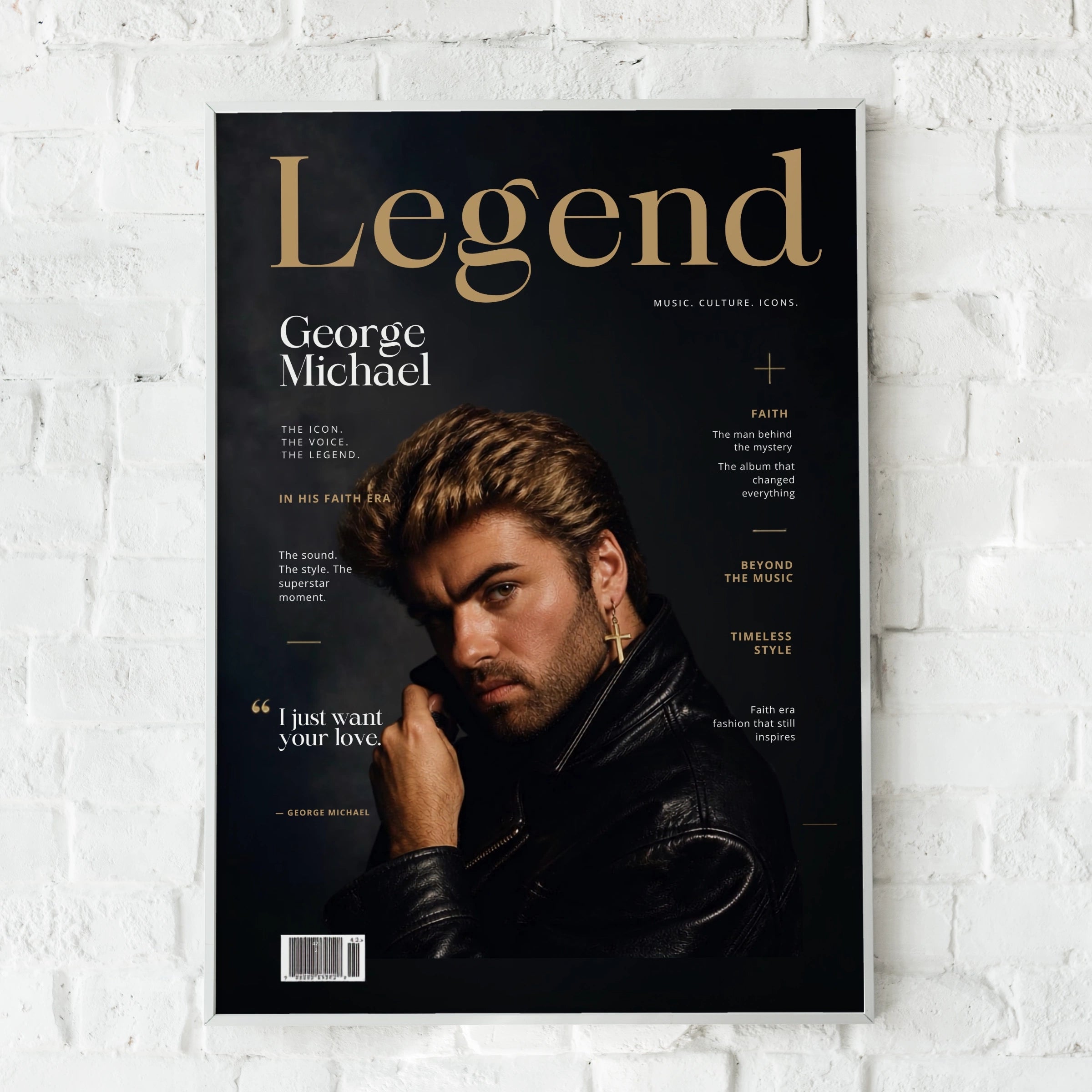 George Michael Legend Magazine Cover Poster, Music Icon Wall Art Print, Faith Era