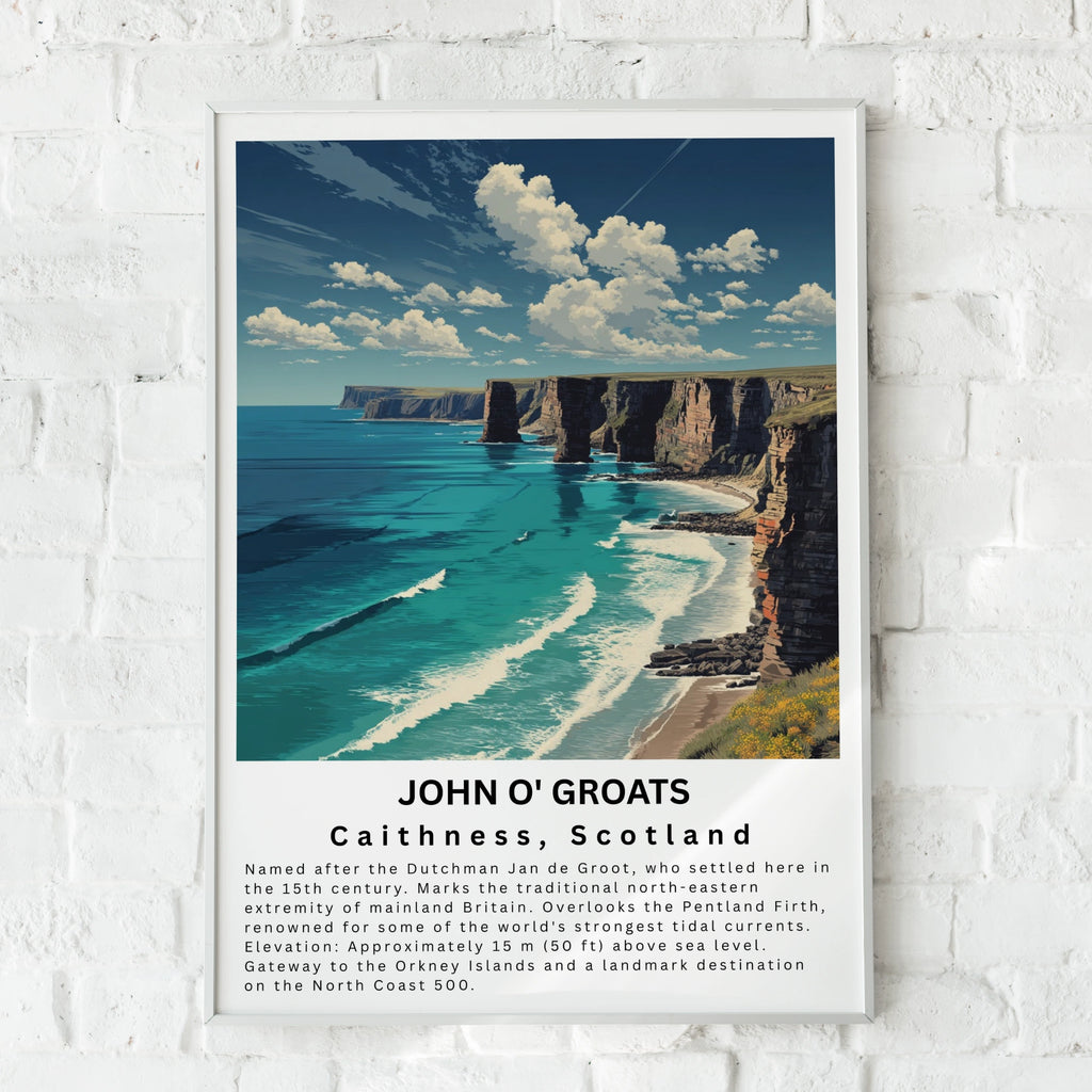 John O'Groats Print, NC500 Scotland Poster, Caithness Coastal Wall Art, Travel