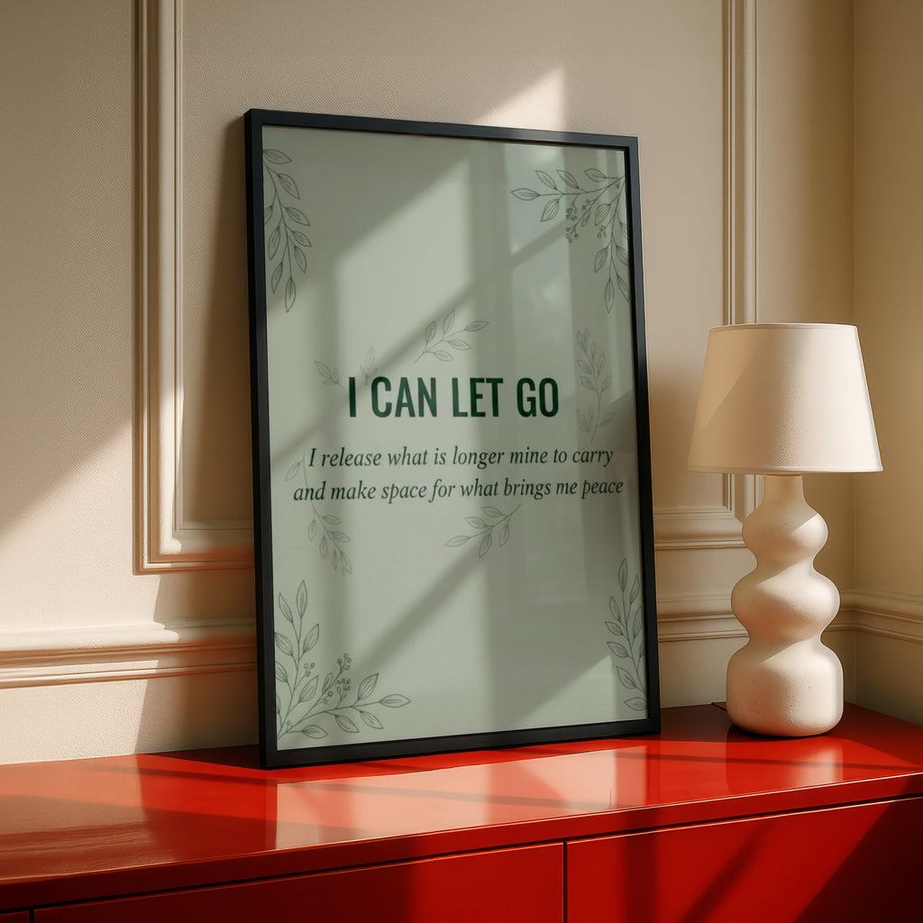 I Can Let Go Affirmation Poster, Sage Green Mental Health Wall Art, Mindfulness Print
