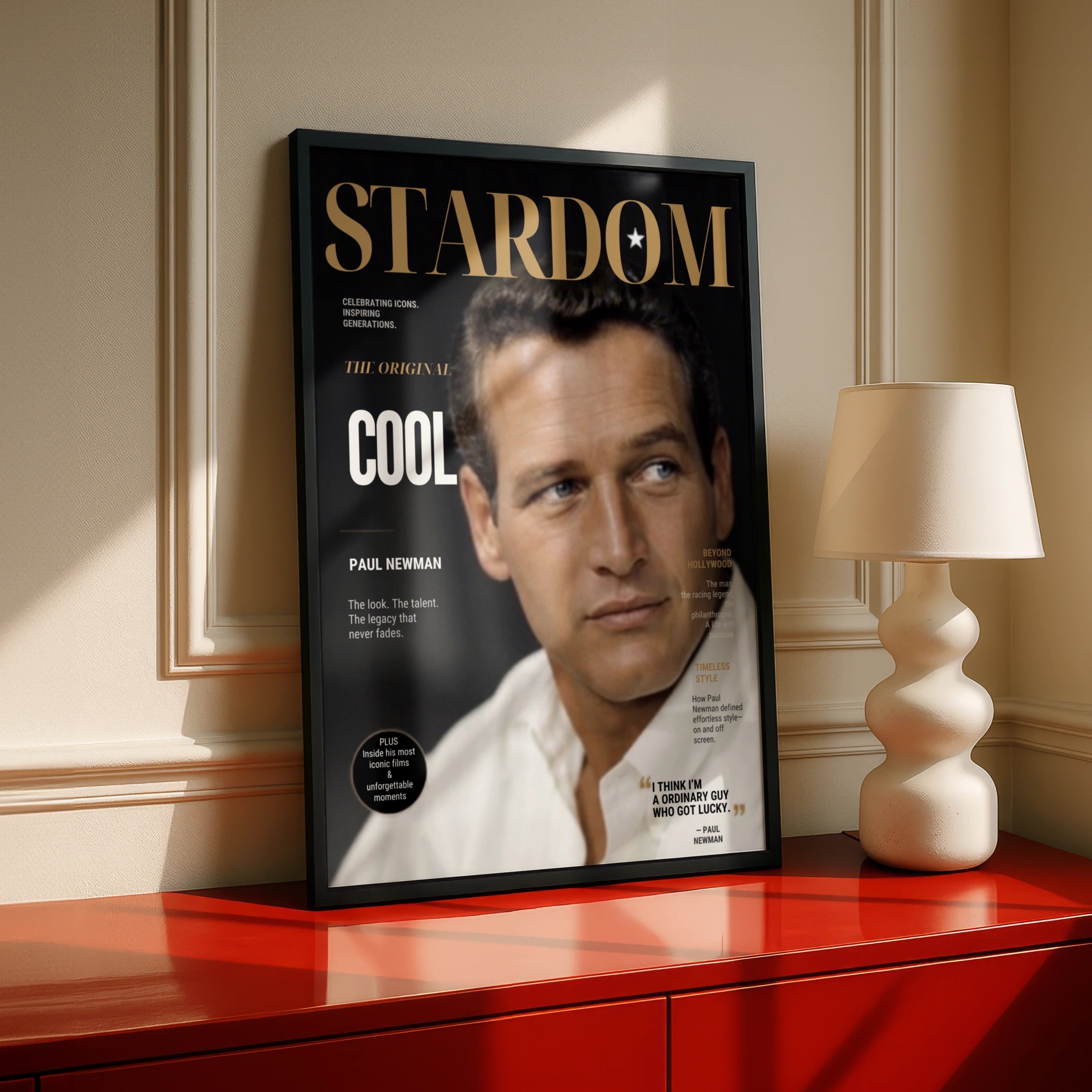 Paul Newman Magazine Cover Poster, Classic Hollywood Actor, Retro Movie Star Wall Art Print