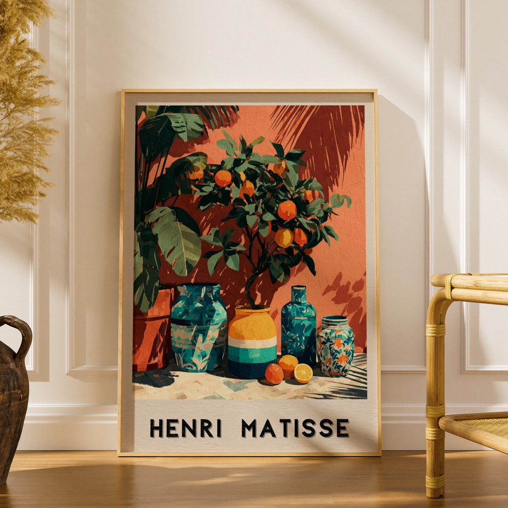 Henri Matisse Citrus Patio Poster, Orange Tree Still Life, Colourful Botanical Wall Art Print