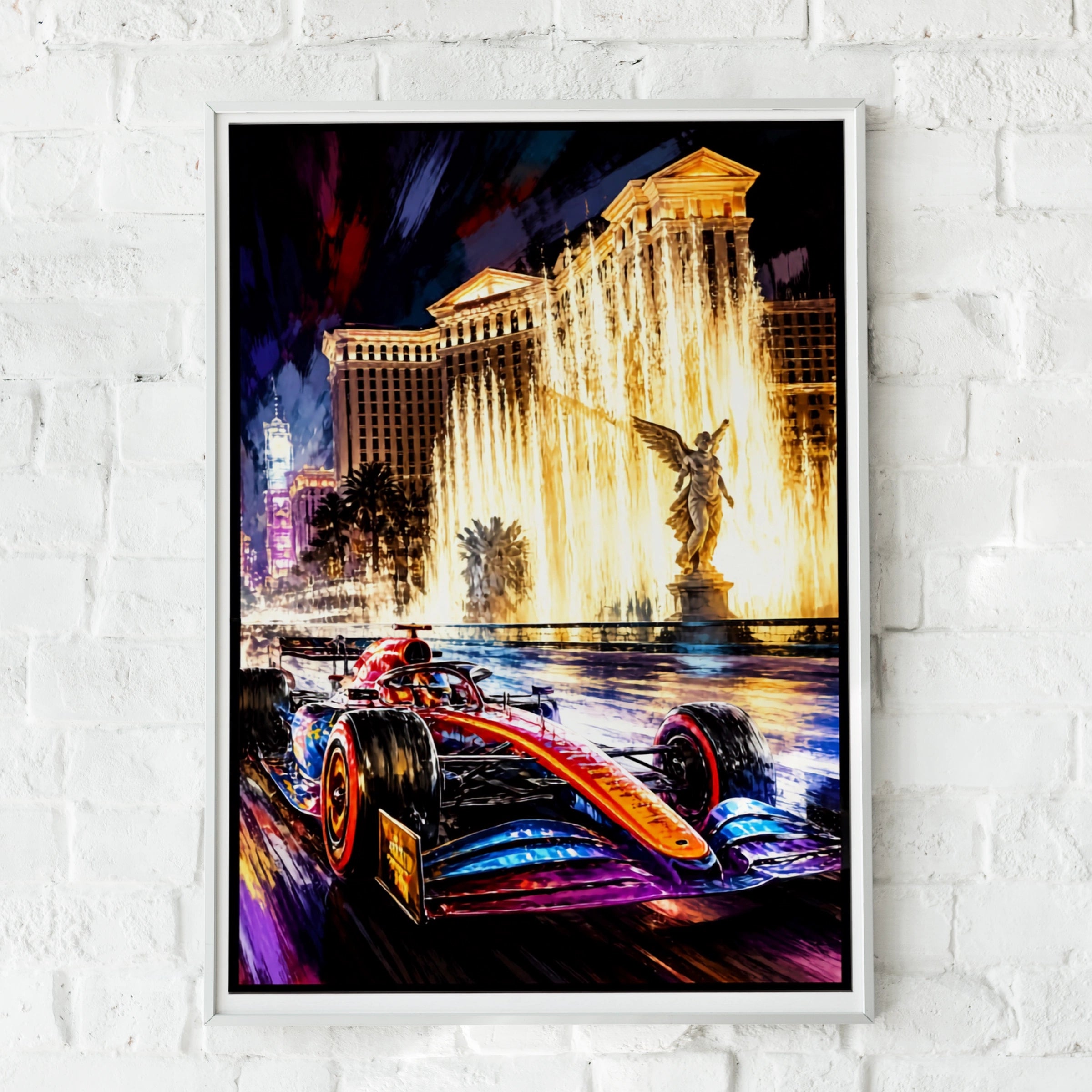 Racing Las Vegas  Poster, Formula One Racing Car Wall Art, Night Strip Print