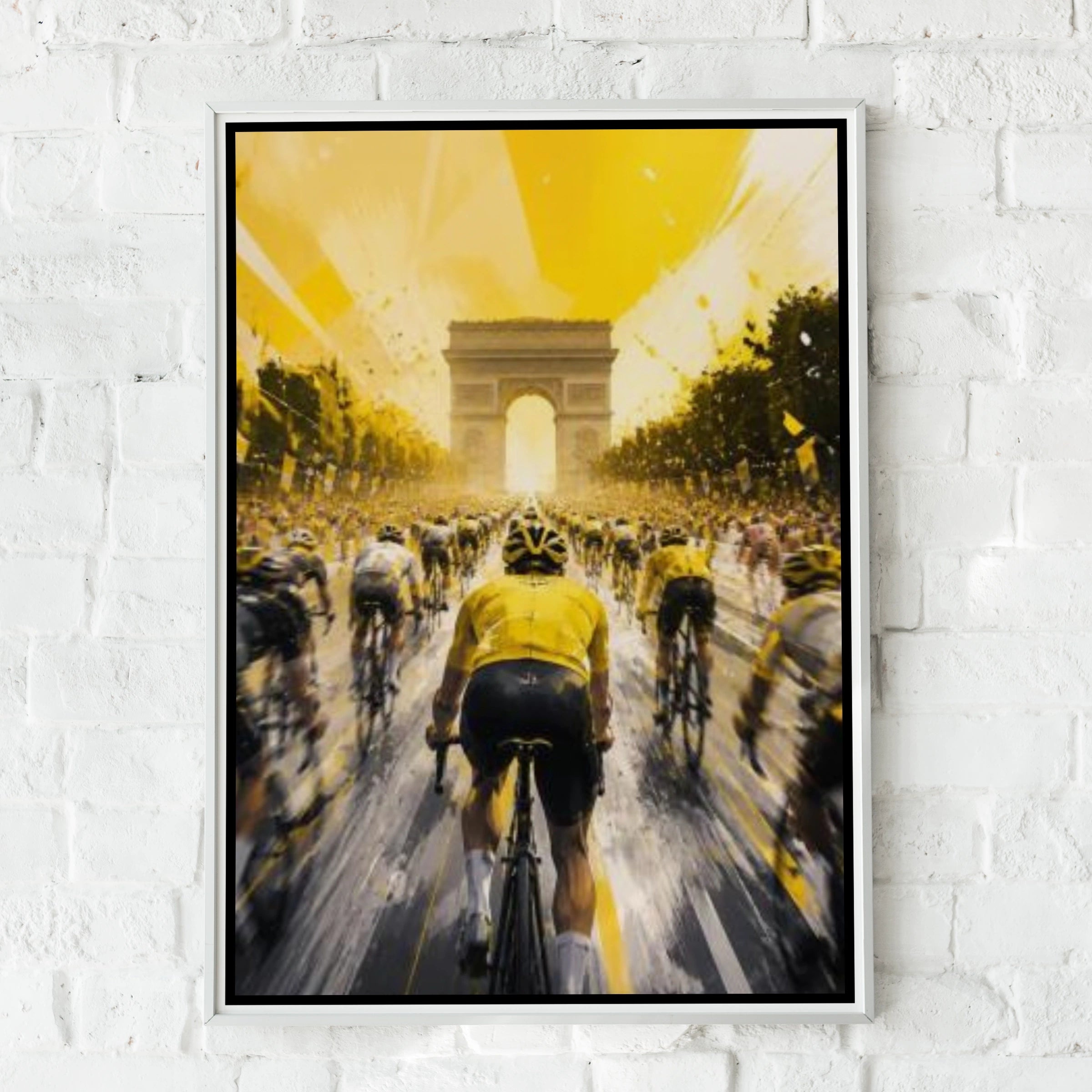 Cycling Poster, France Yellow Jersey Arc de Triomphe Wall Art Print