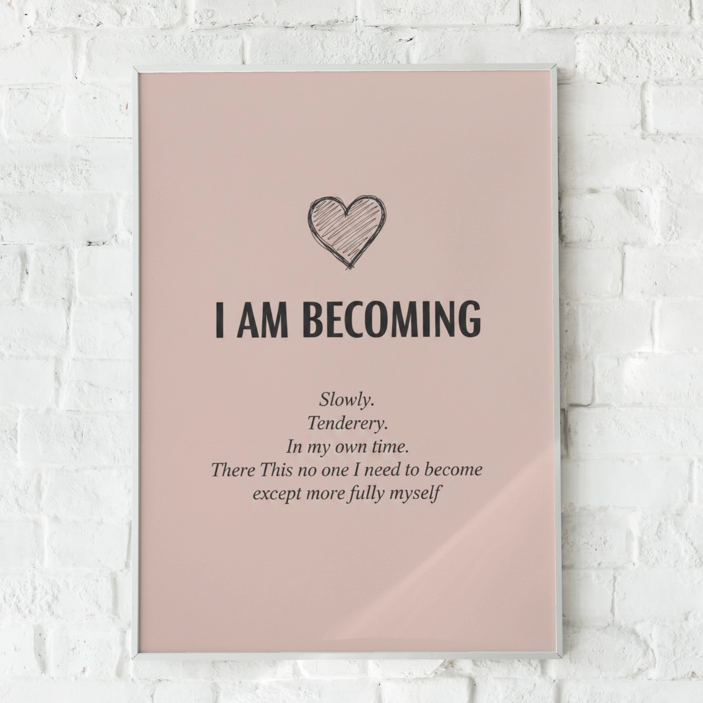I Am Becoming Self Love Quote Poster, Blush Pink Motivational Wall Art Print