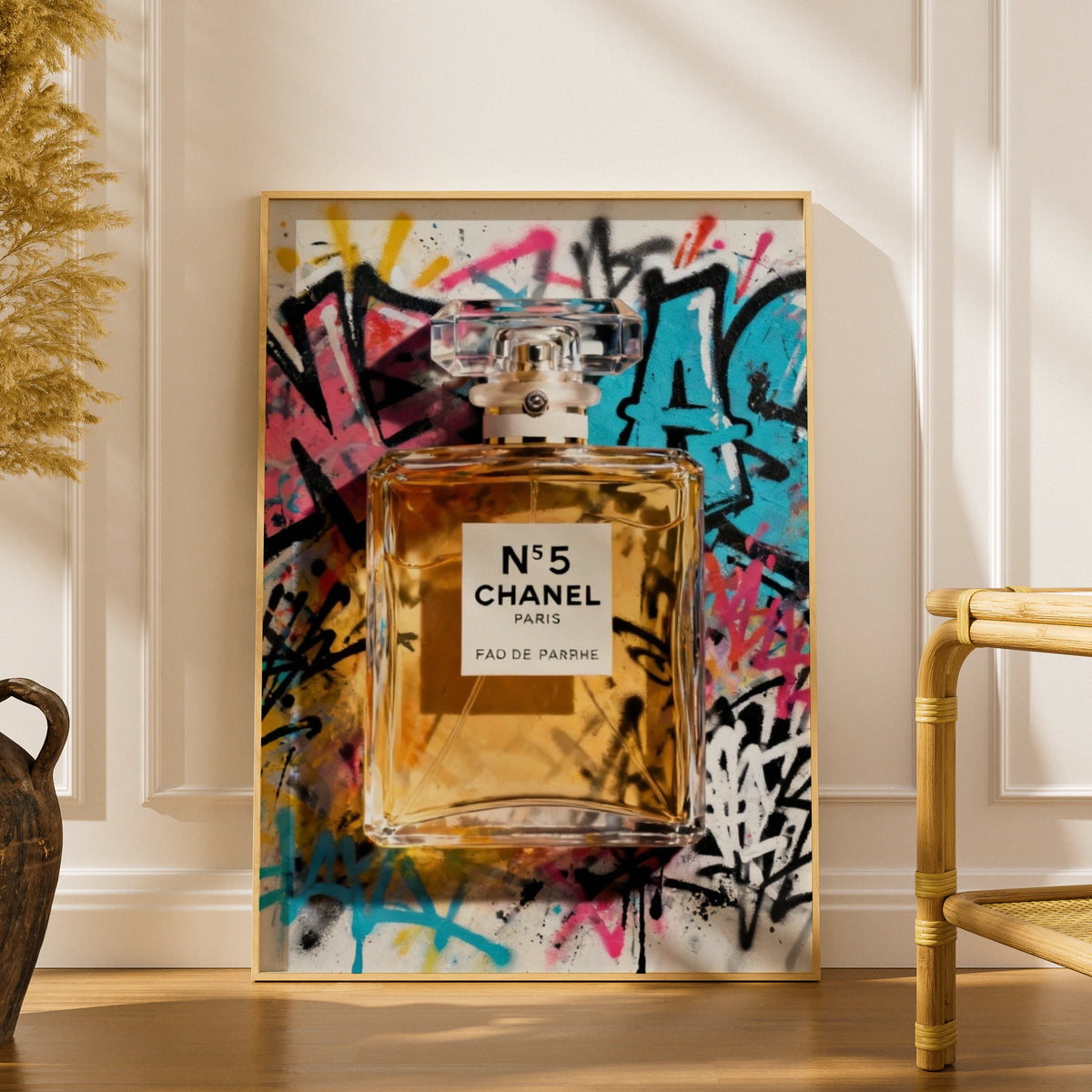 Chanel No 5 Perfume Graffiti Pop Art Poster, Fashion Wall Art, Luxury Print