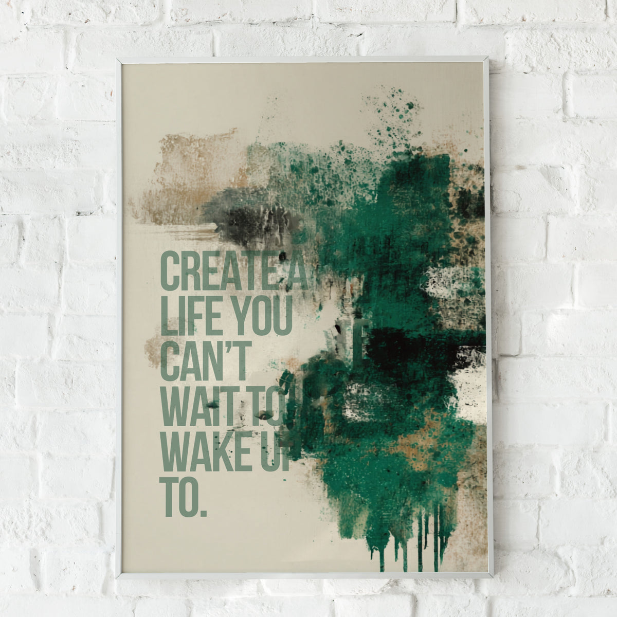 Create A Life Quote Print, Motivational Wall Art, Abstract Teal Green Poster, Inspirational Decor