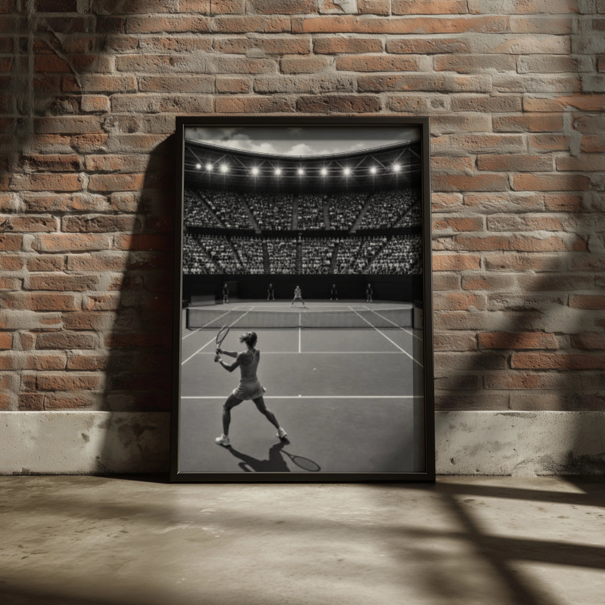 Tennis Women Poster, Black and White Sports Wall Art, Stadium Court Print, Gift for Her