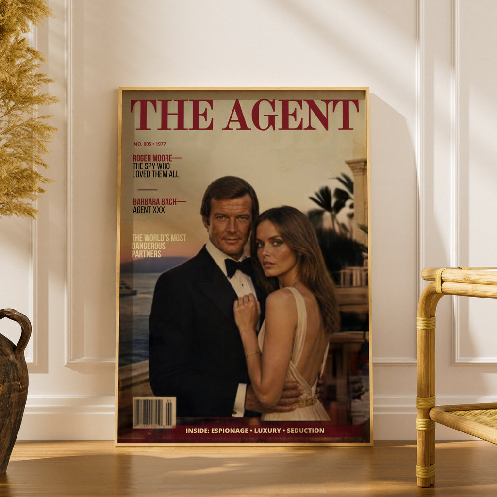 Spy Agent Magazine Cover Poster, Vintage 1970s Espionage Art Print, Retro Spy Wall Art
