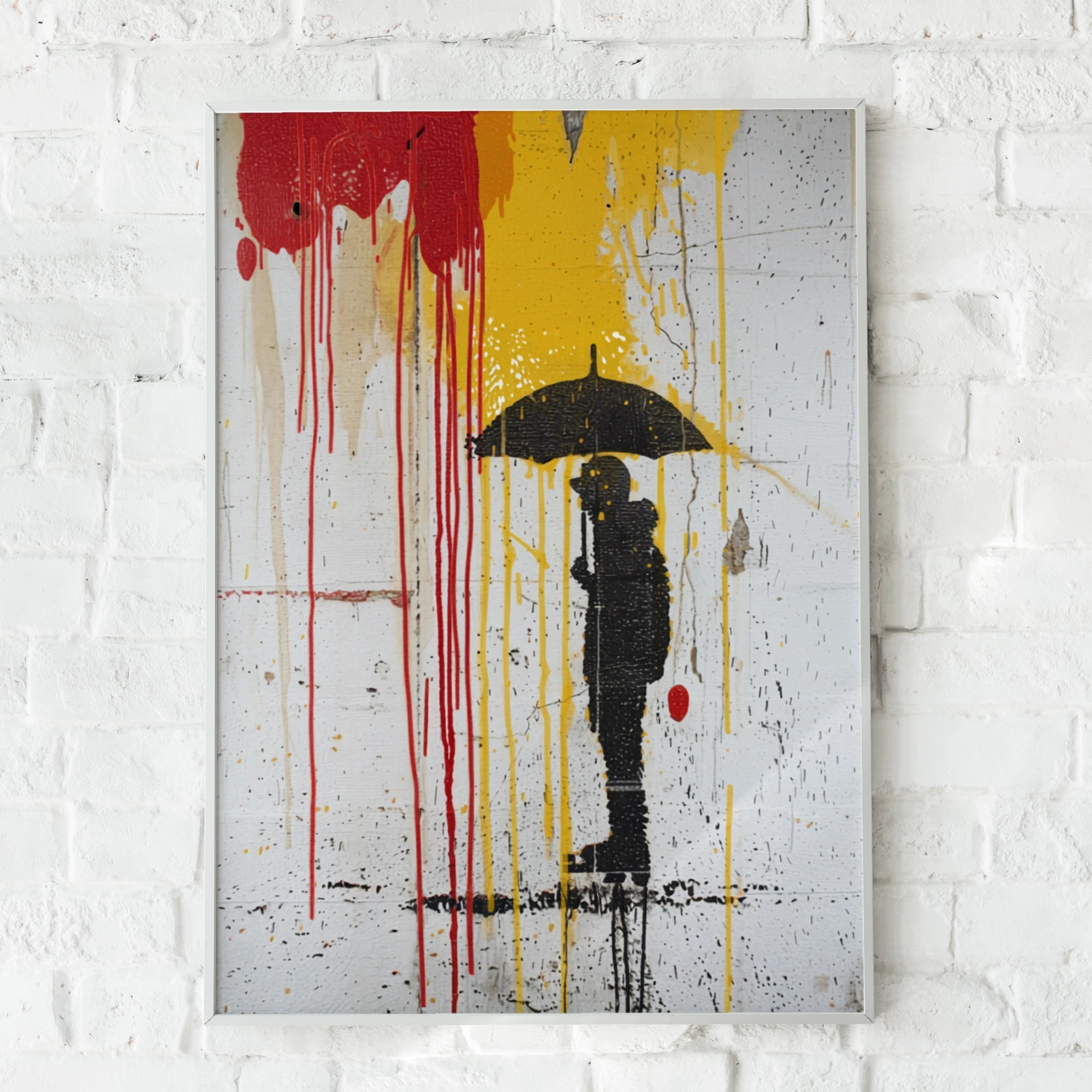 Banksy Style Urban Graffiti Wall Art | Stand Through It Umbrella Figure Street Art Poster
