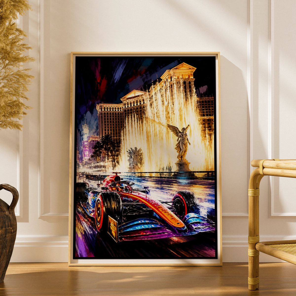 Racing Las Vegas  Poster, Formula One Racing Car Wall Art, Night Strip Print