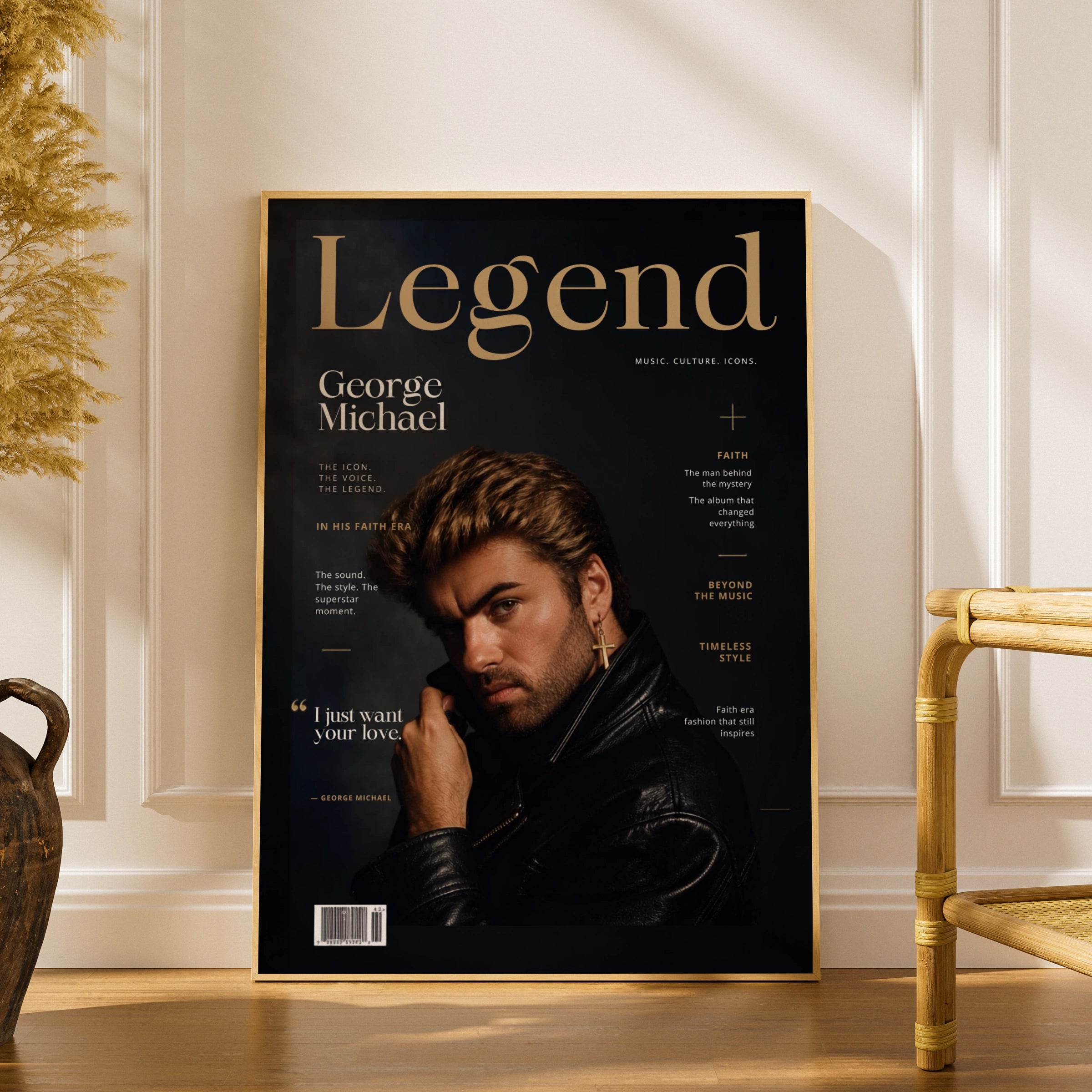 George Michael Legend Magazine Cover Poster, Music Icon Wall Art Print, Faith Era