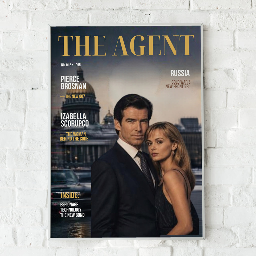Spy Agent Magazine Cover (012) Art Print, 007 Style Espionage Poster, Cold War Wall Art, 1990s